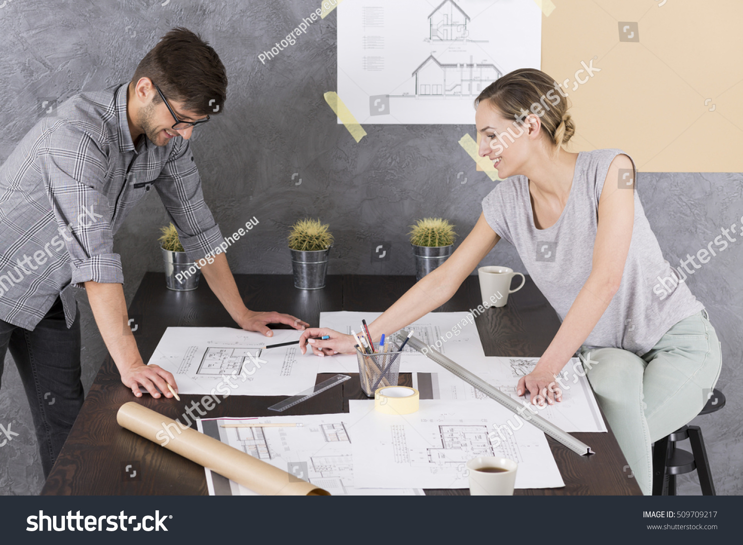 Man Woman Modern Office Bending Over Stock Photo 509709217 | Shutterstock