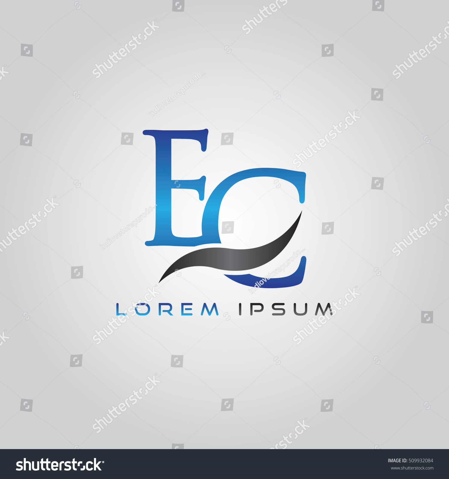 Logo Template Letters Ec Elegant Blue Stock Vector (Royalty Free ...