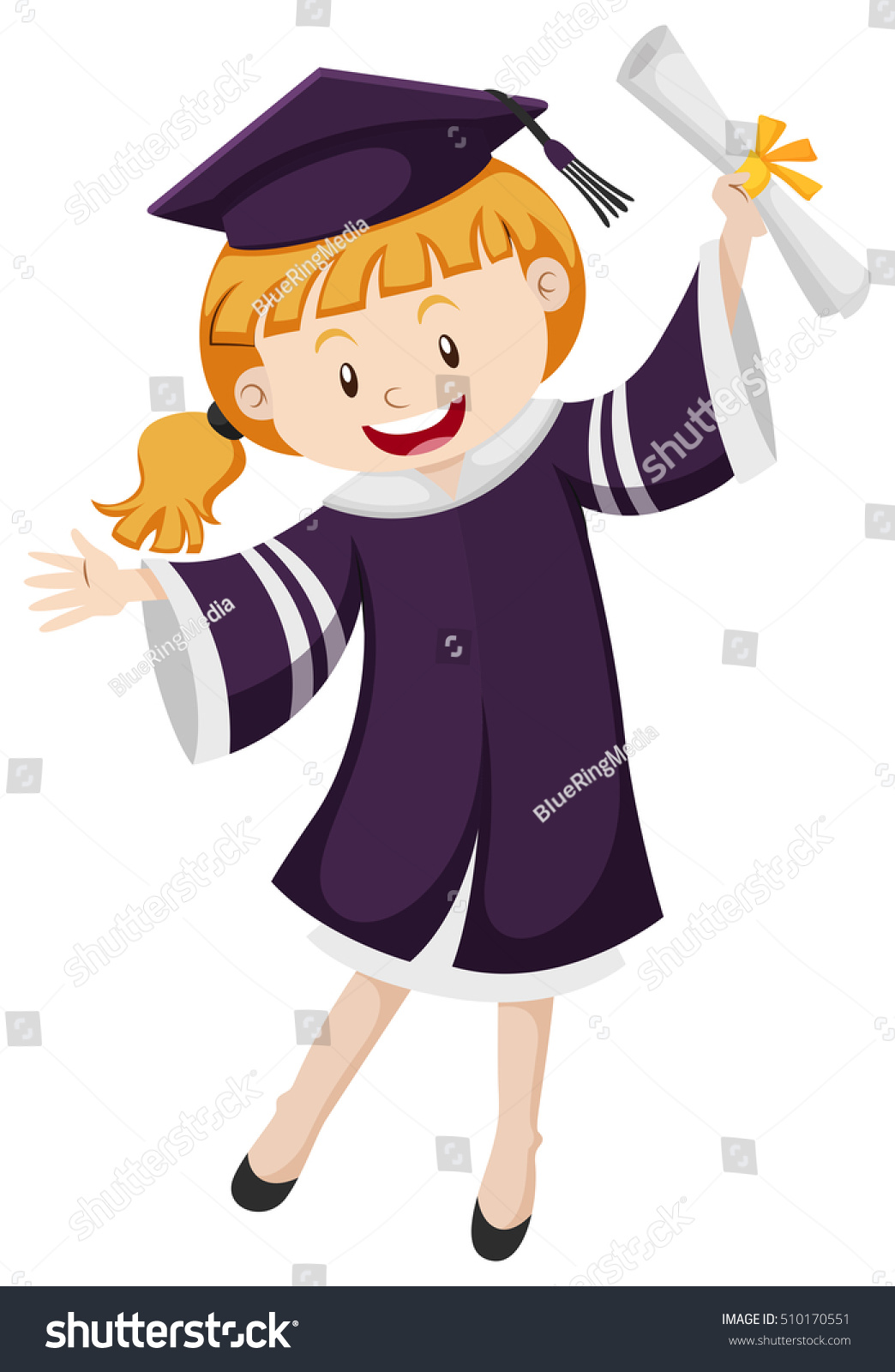 Girl Graduation Gown Holding Degree Illustration Stock Vector Royalty Girl Graduation Gown Holding Degree Illustration Stock Vector Royalty