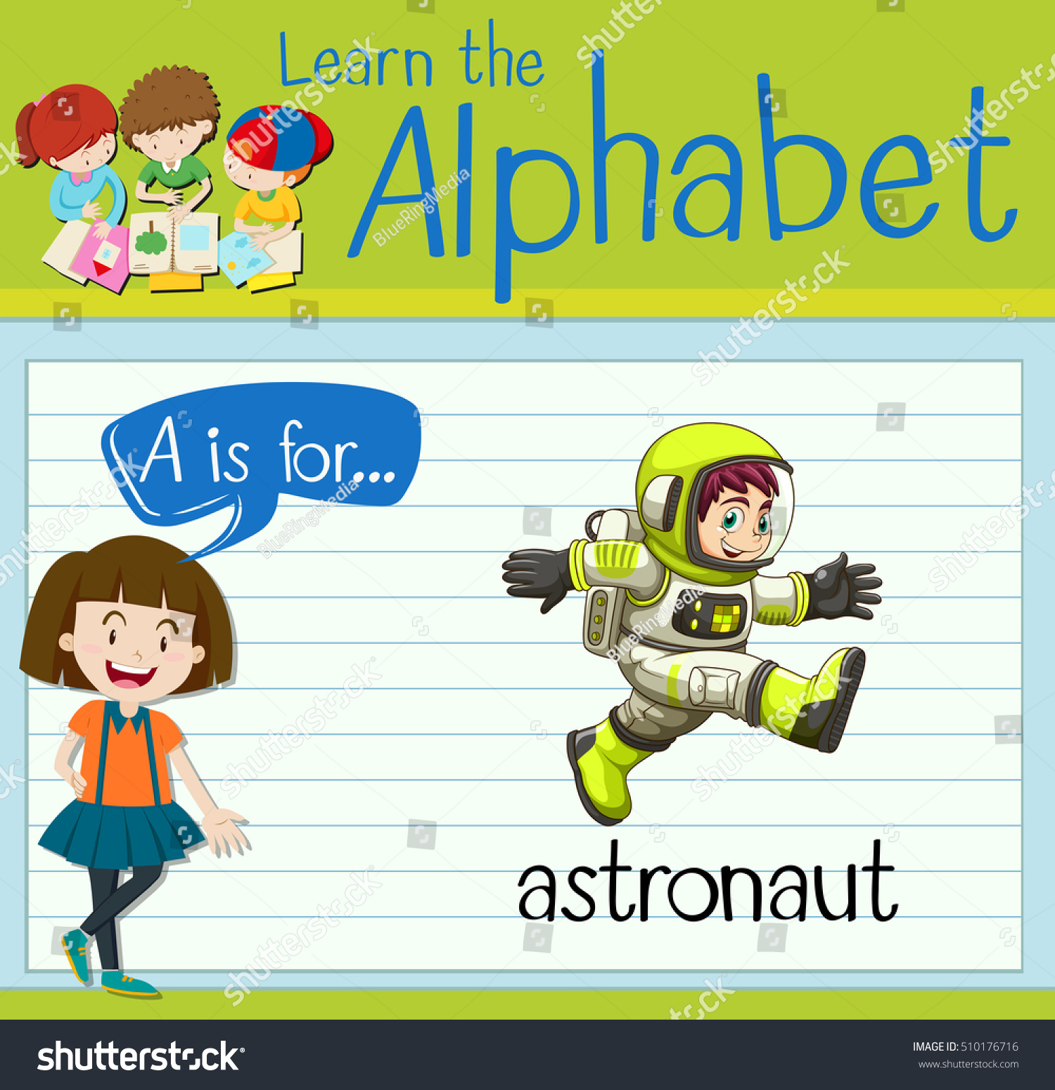 Flashcard Letter Astronaut Illustration Stock Vector (Royalty Free ...