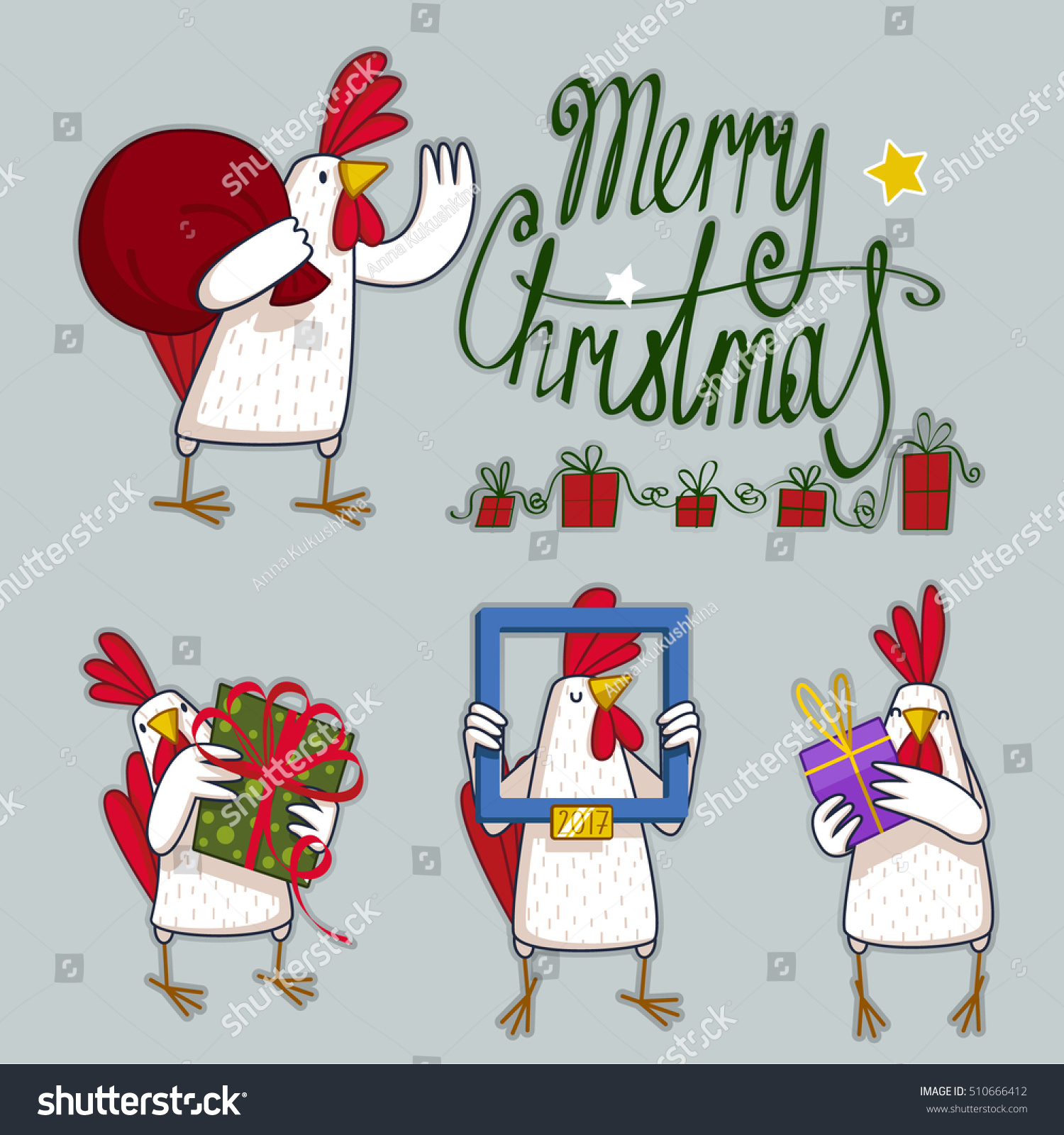 Stock Vector Roosters Set 510666412 