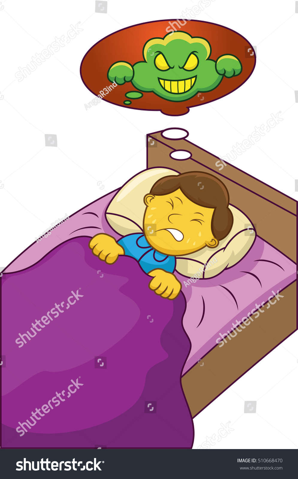 Boy Having Nightmare Cartoon Illustration Stock Vector (Royalty Free ...