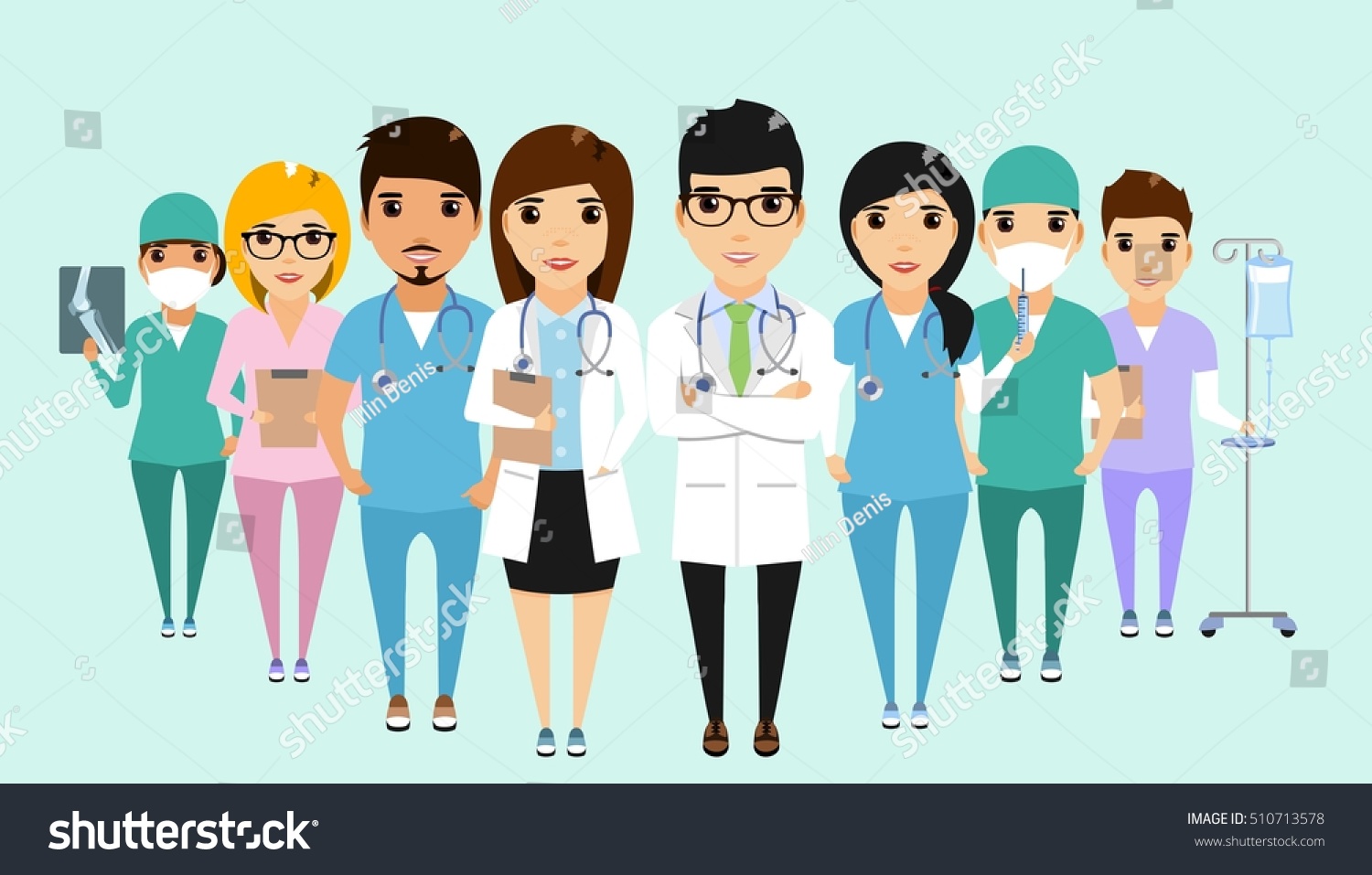 Concept Clinic Staff Team Standing Together Stock Vector (Royalty Free ...