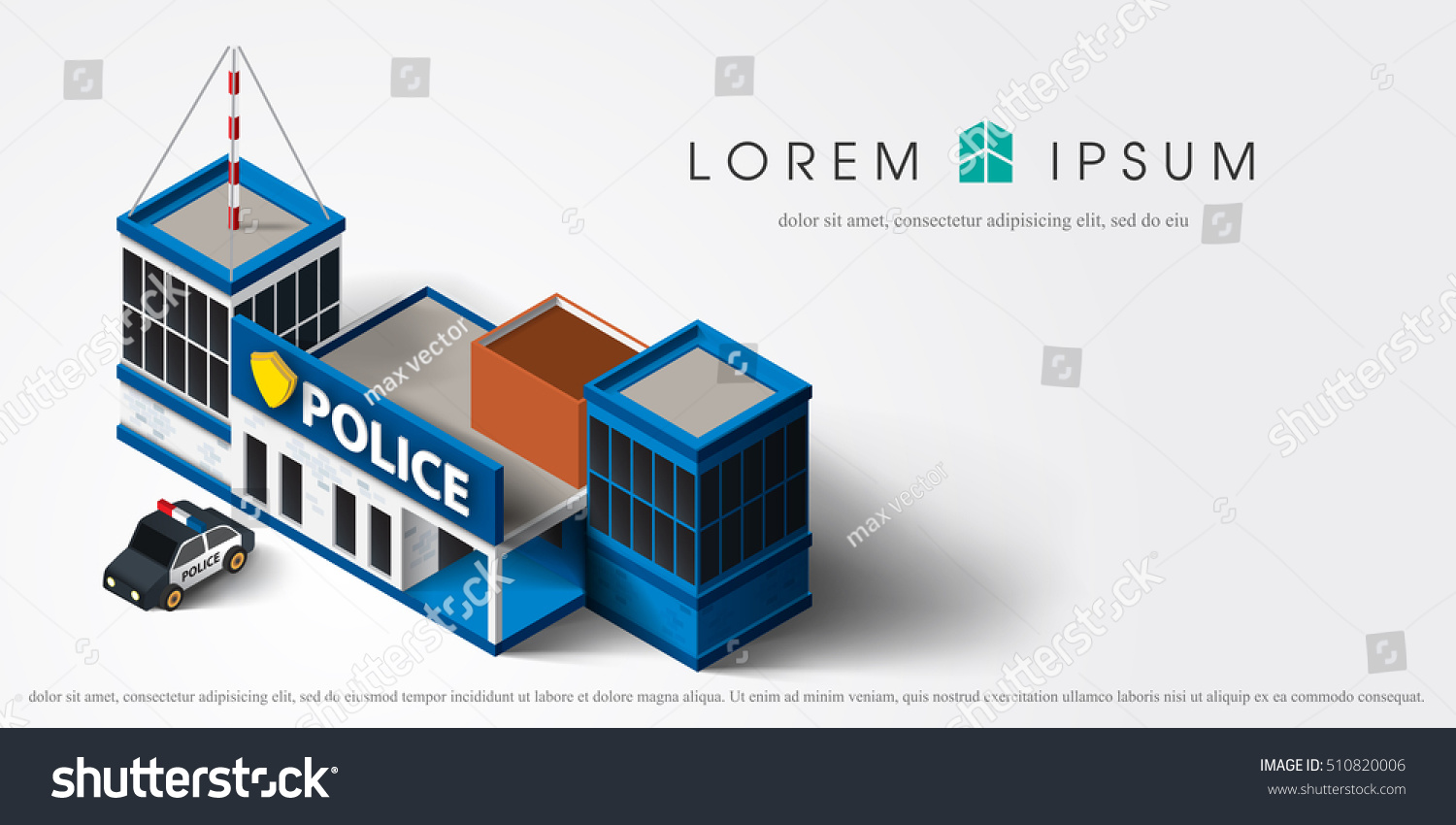 Stock Vector  D City Police Station Department Isometric Building With Police Car In Flat Style Isolated On 510820006 