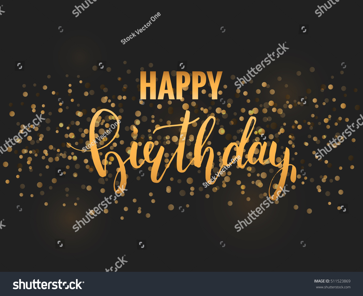 Happy Birthday Invitation Card Template Golden Stock Vector (Royalty