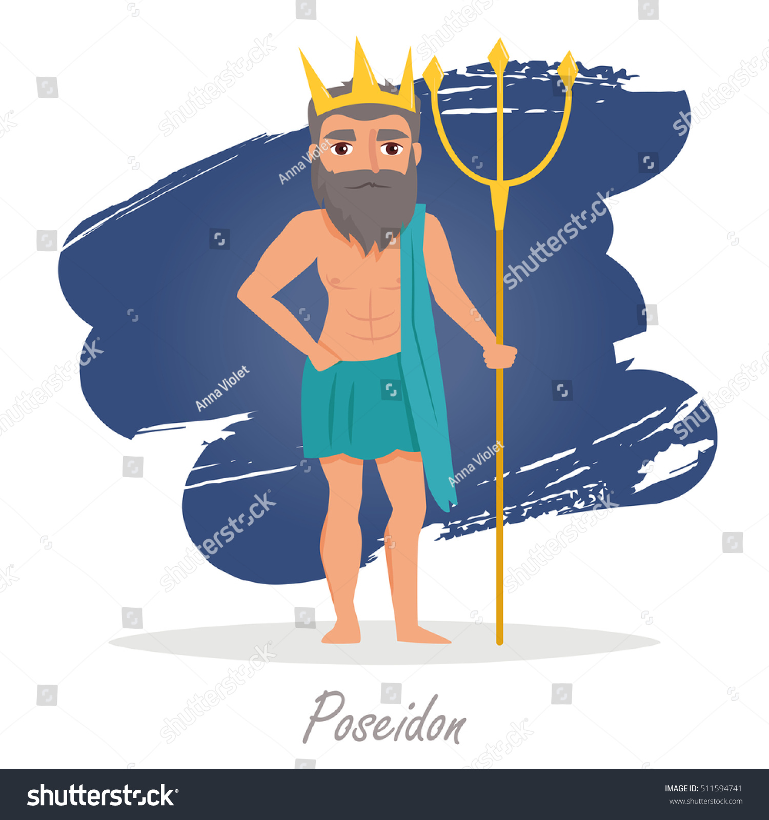 Poseidon Greek Gods Vector Illustration Cartoon Stock Vector (Royalty ...