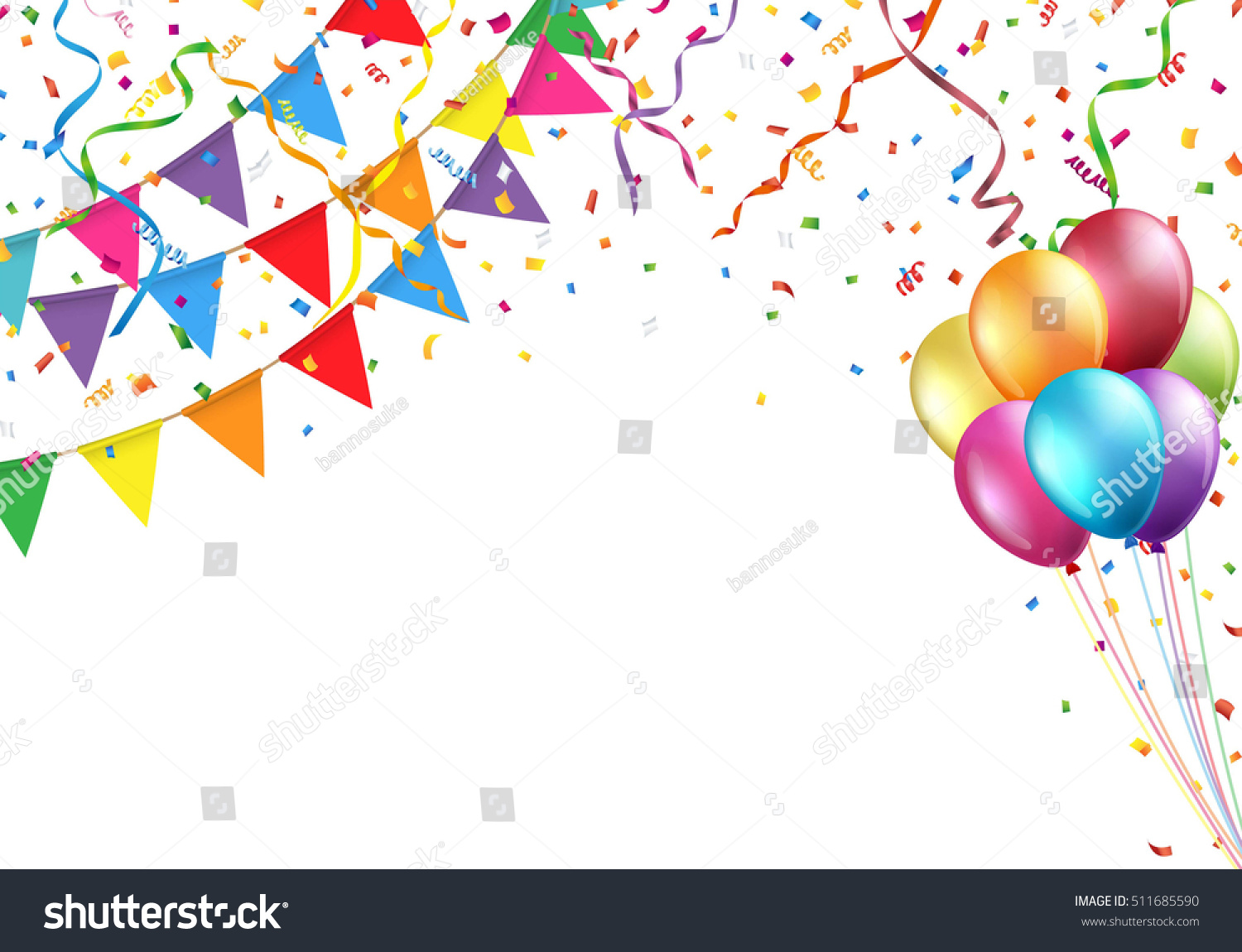 Celebration Design Flag Balloon Confetti Streamer Stock Vector (Royalty ...