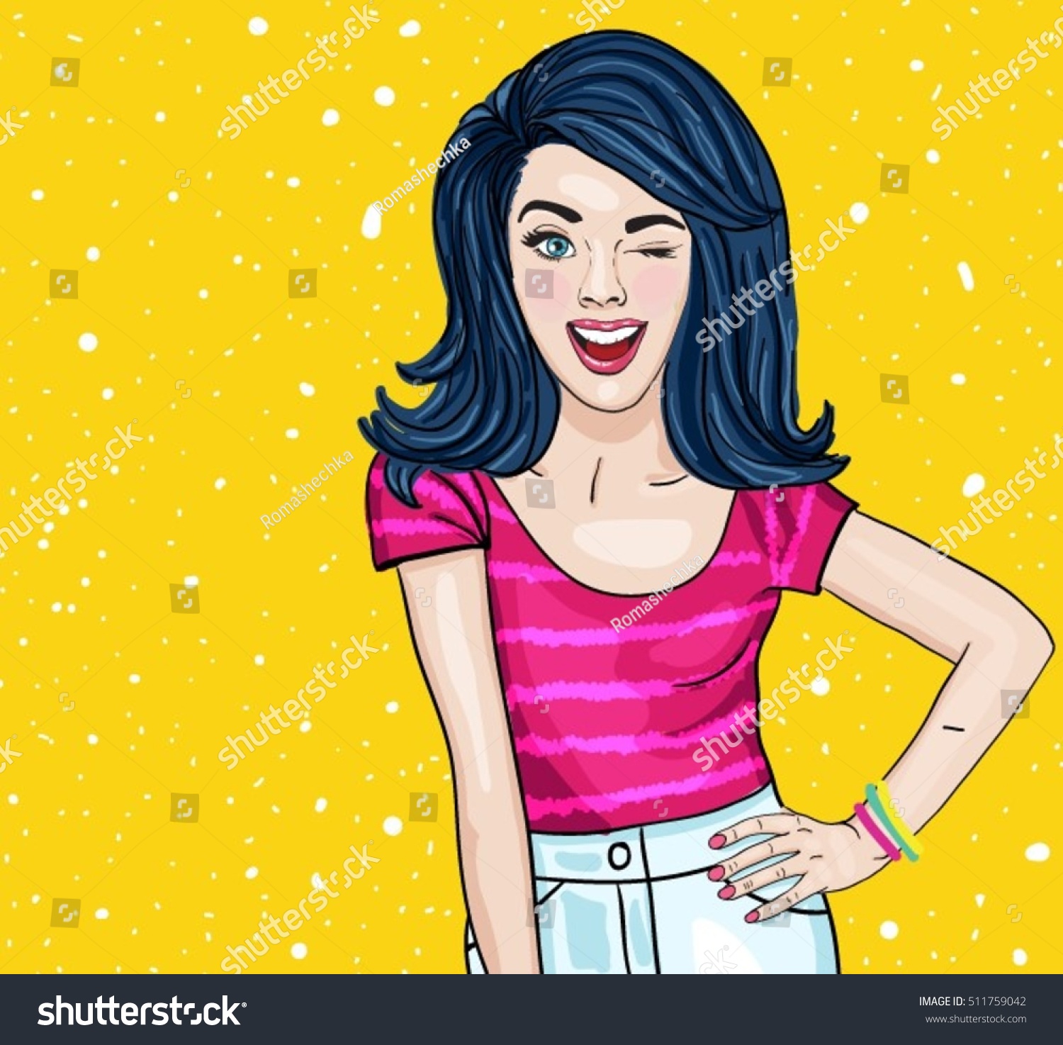 Pop Art Winking Woman Illustration Stock Vector Royalty Free 511759042 Shutterstock 7955