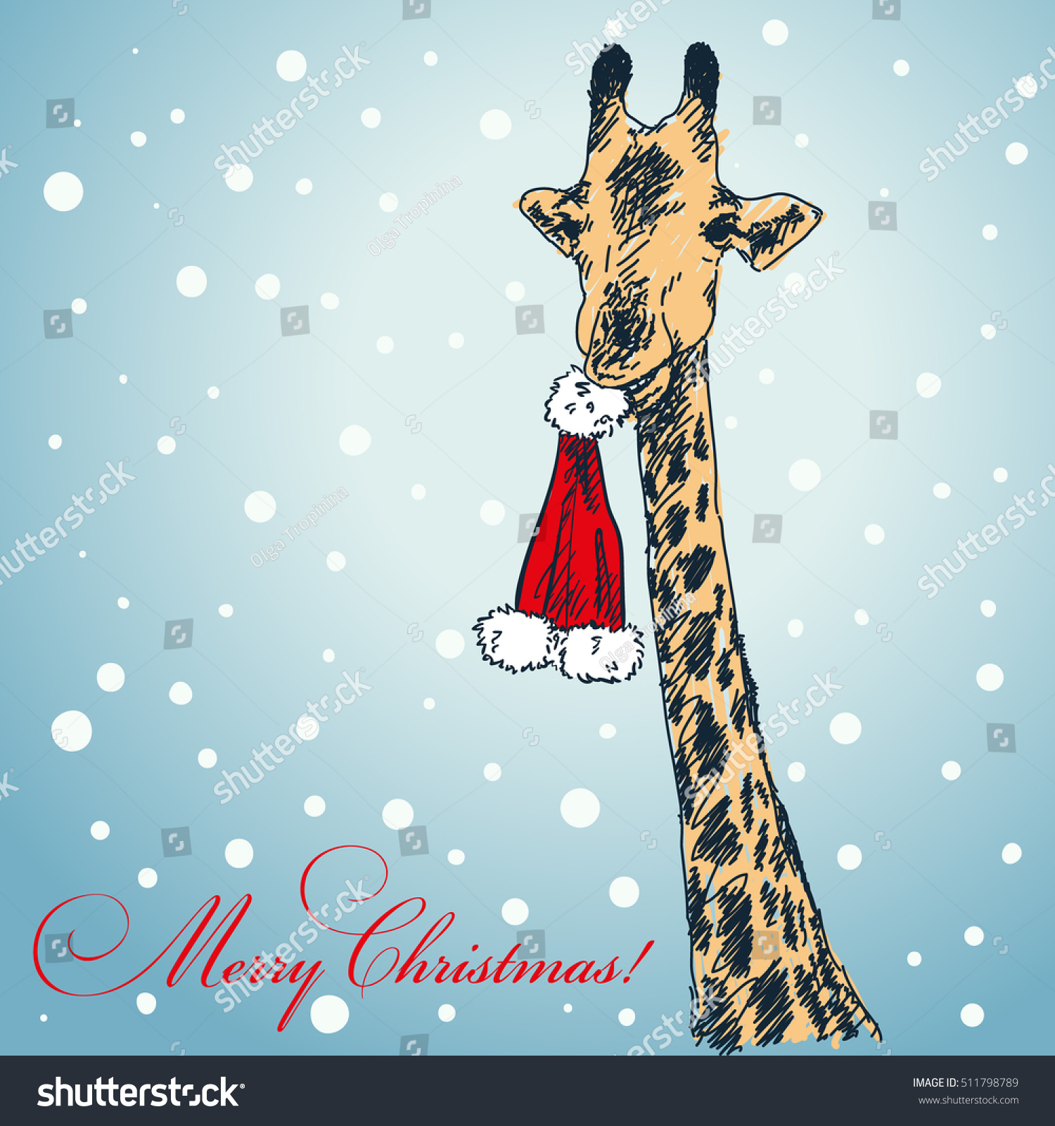 giraffe in santa hat