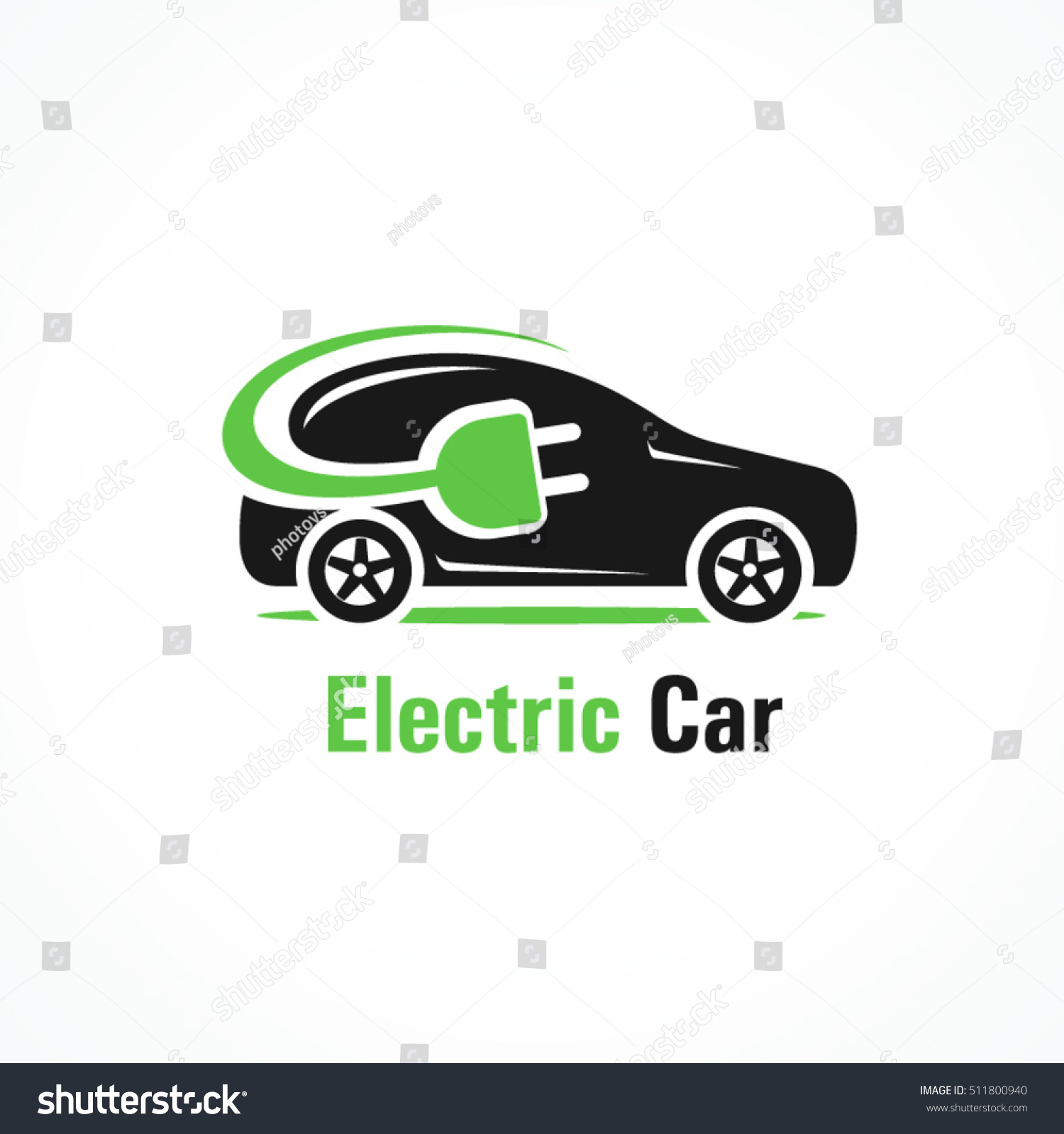 Logo Electric Car Silhouette Car Cable Stock Vector (Royalty Free ...