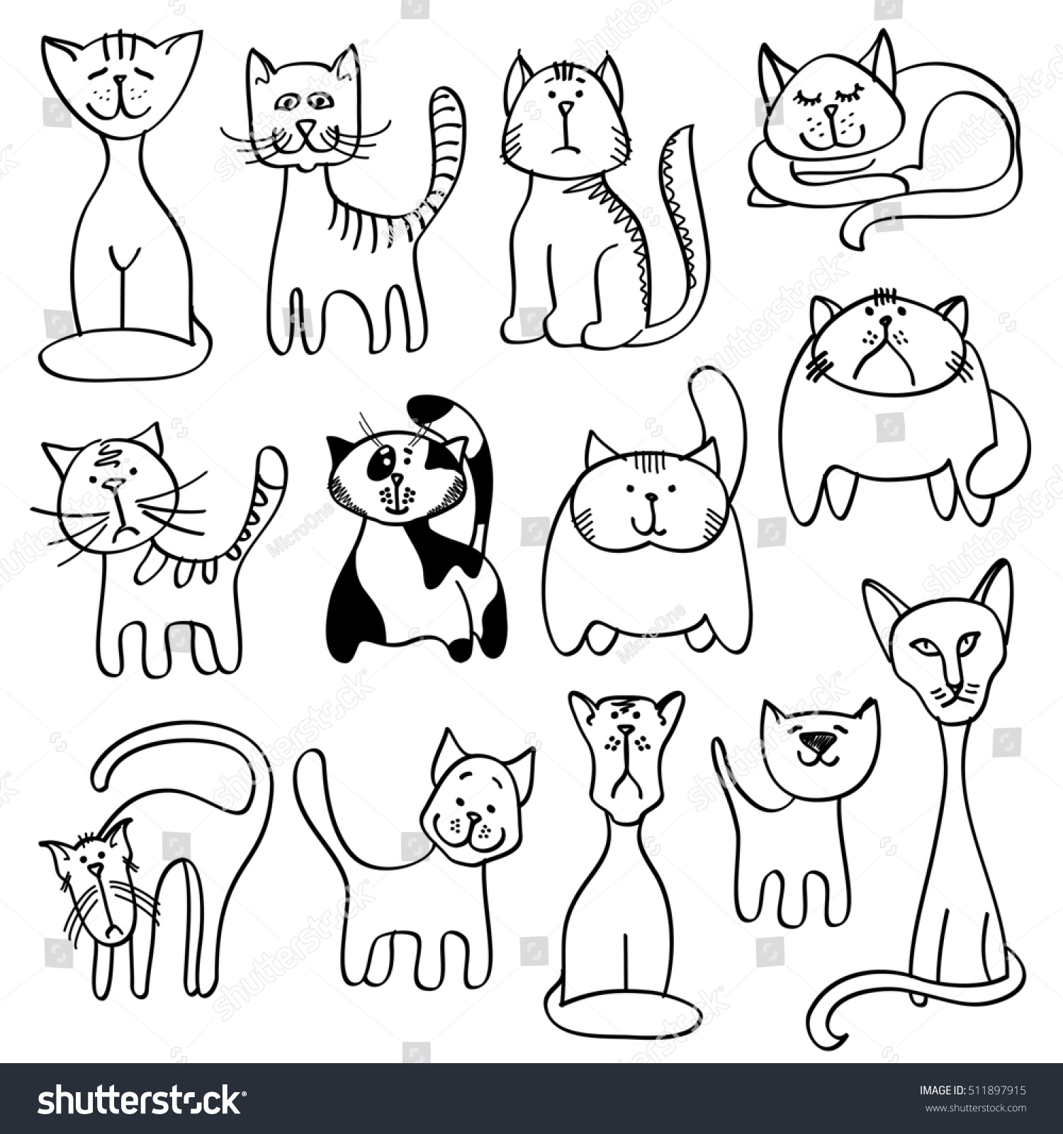 Home Pets Cute Cats Doodle Style Stock Illustration 511897915 ...