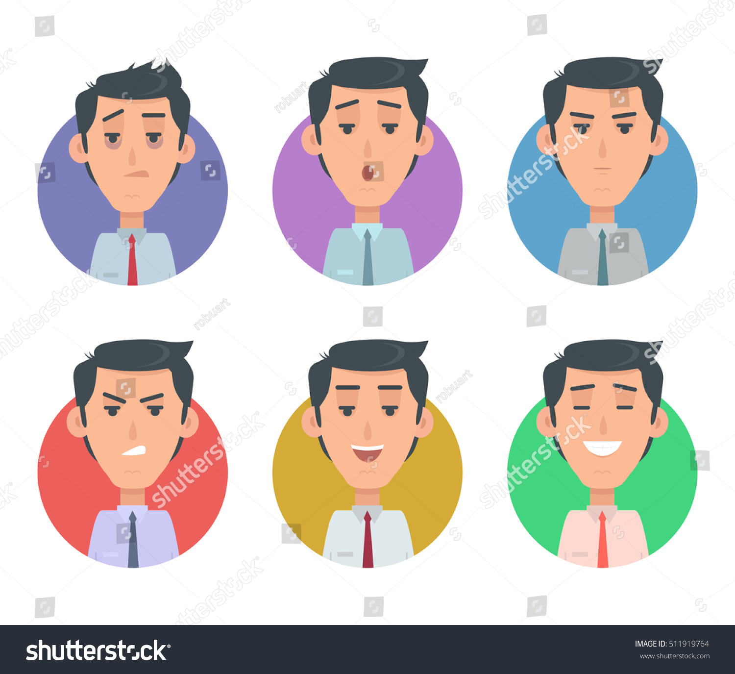 Avatar Userpics Emotions Variety Emotions Office Stock Vector (royalty 