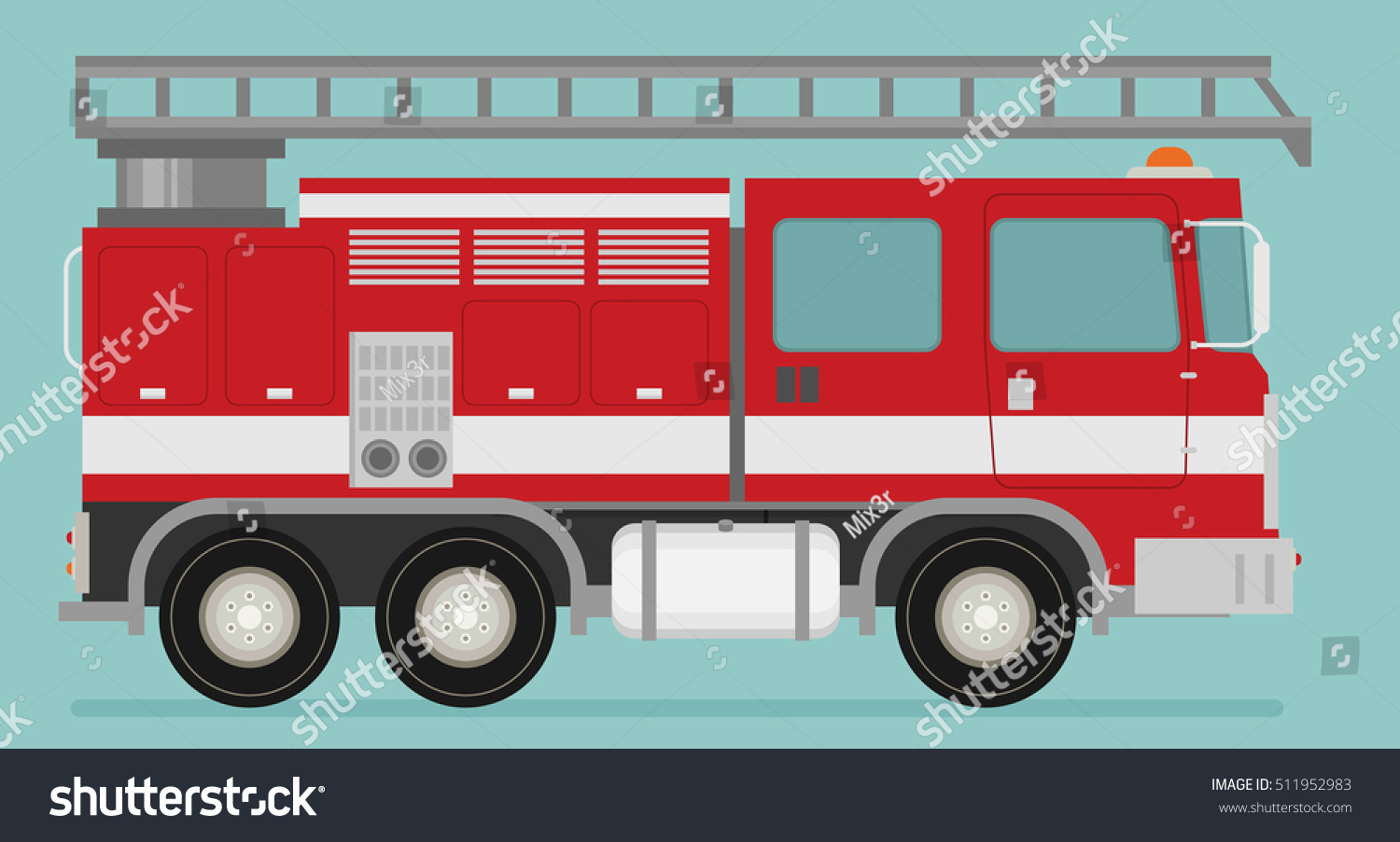 Fire Truck Rescue Engine Transportation Firefighter Stock Vector 