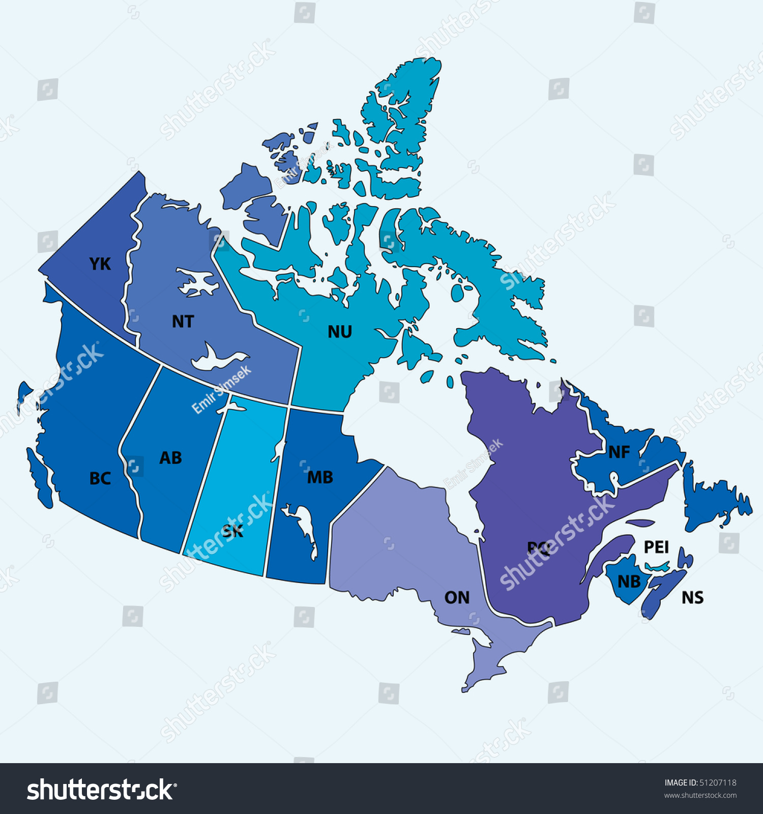 Vector Map Canada Stock Vector (Royalty Free) 51207118 | Shutterstock