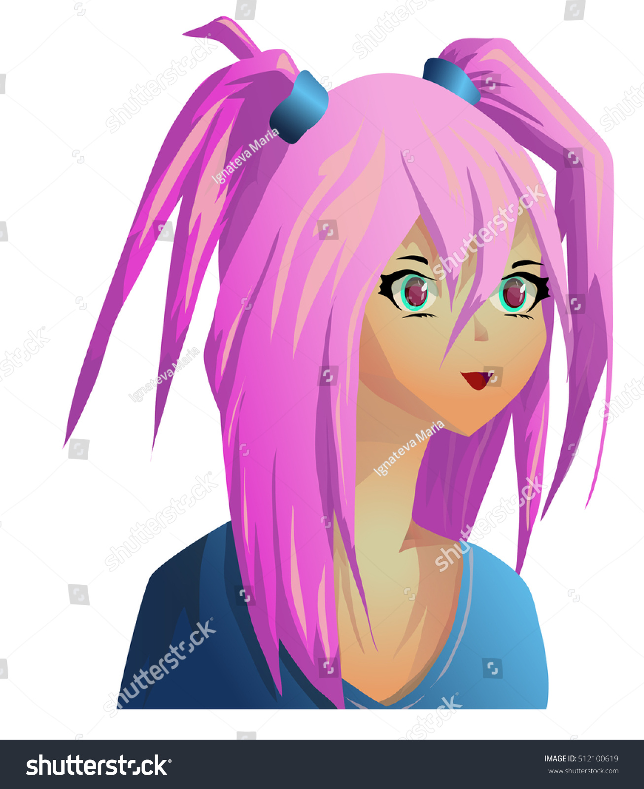 Anime Girl Purple Hair Stock Vector Royalty Free 512100619 Shutterstock