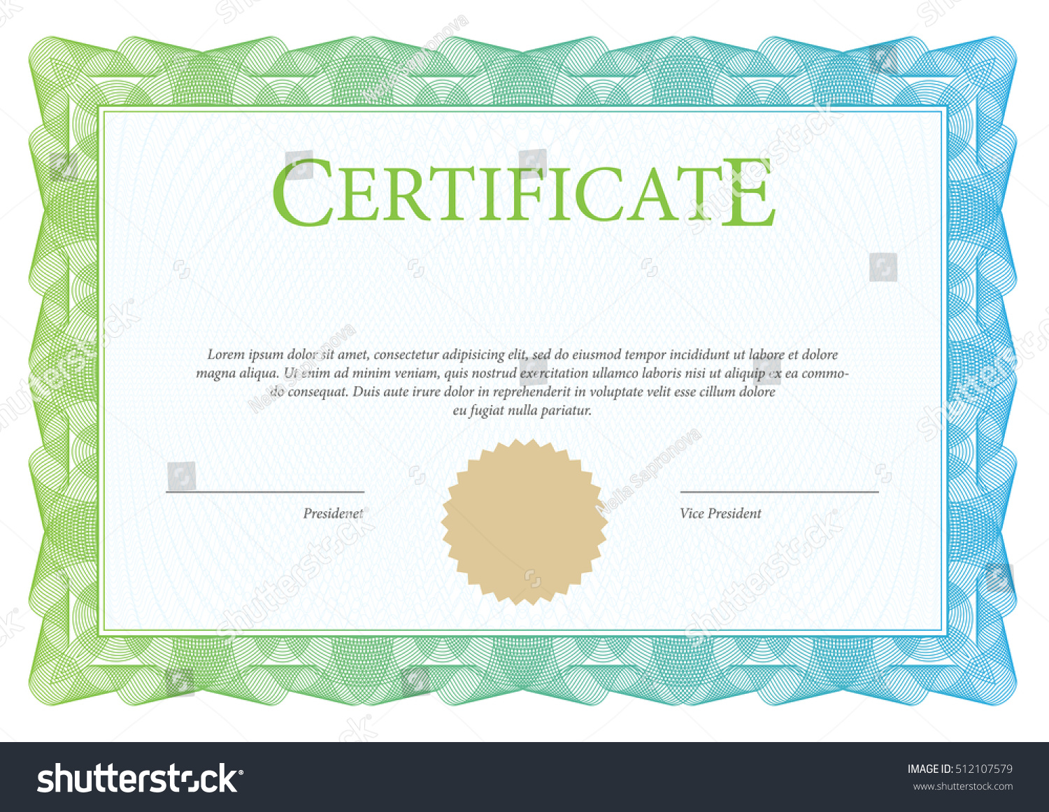 Certificate Template Diploma Currency Award Background Stock Vector ...