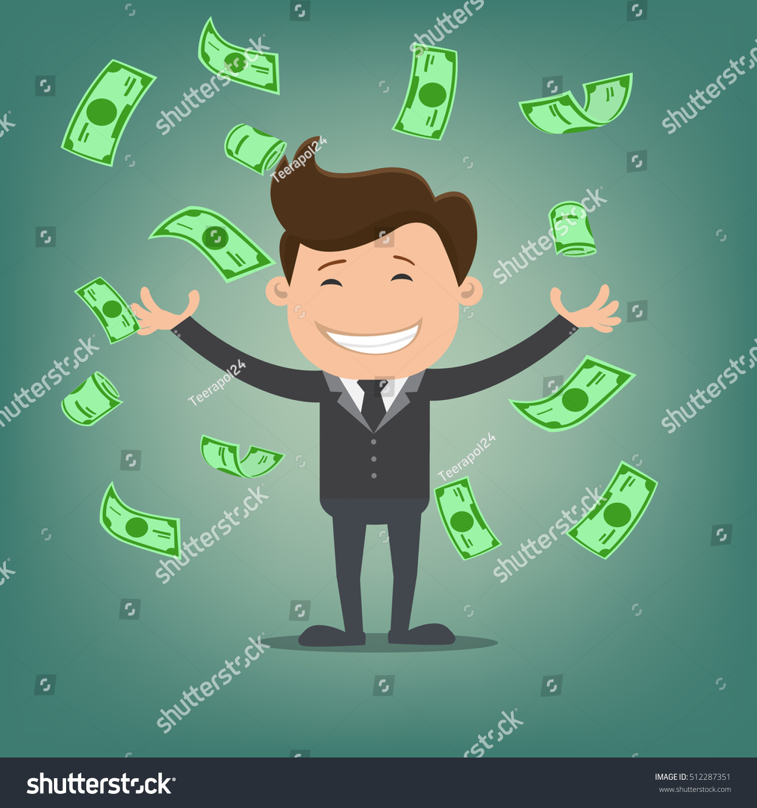 Businessman Throwing Bank Notes Vector Illustration Stock Vector ...