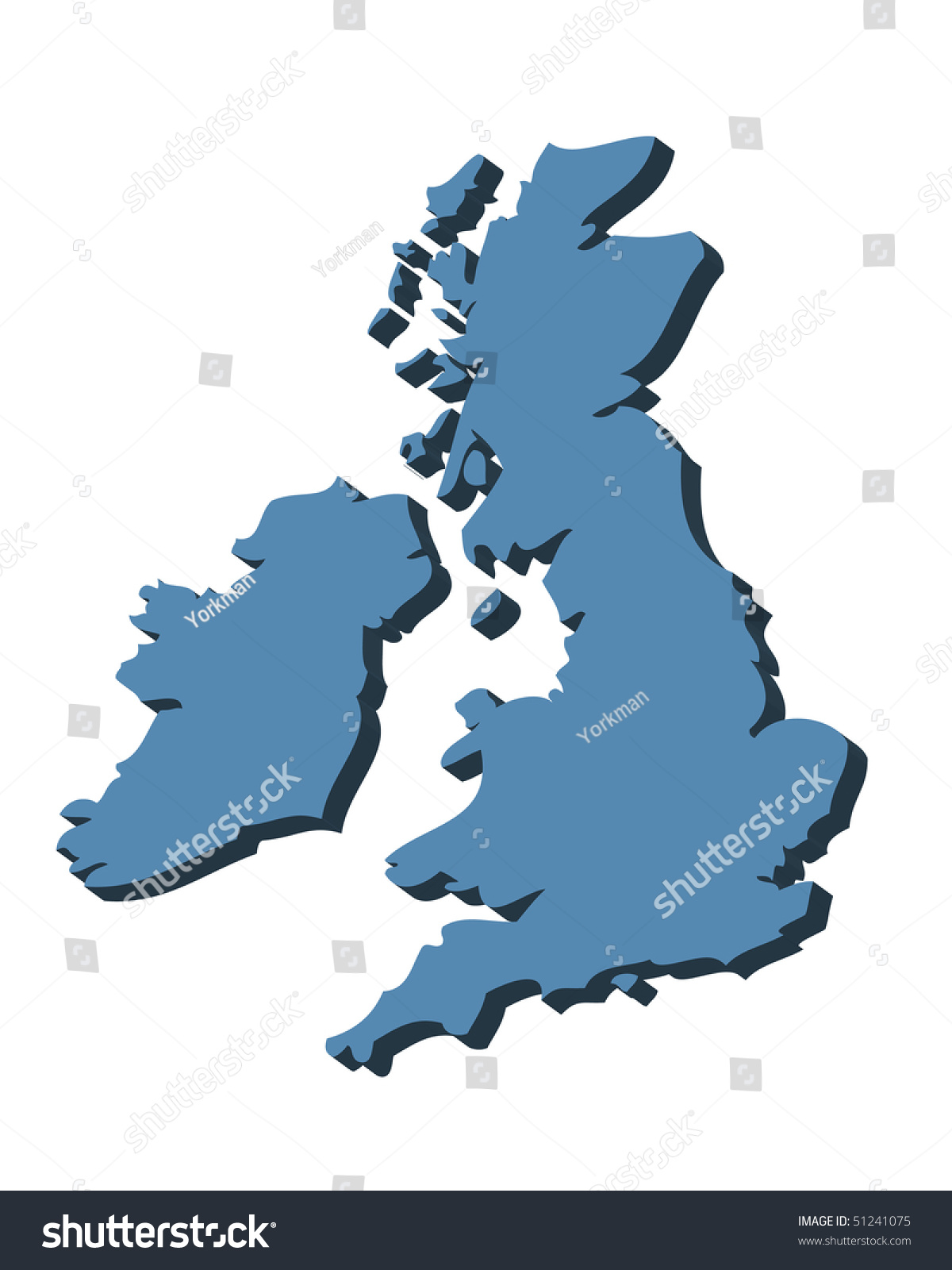 3d Outline Map Uk Ireland Blue Stock Illustration 51241075 | Shutterstock