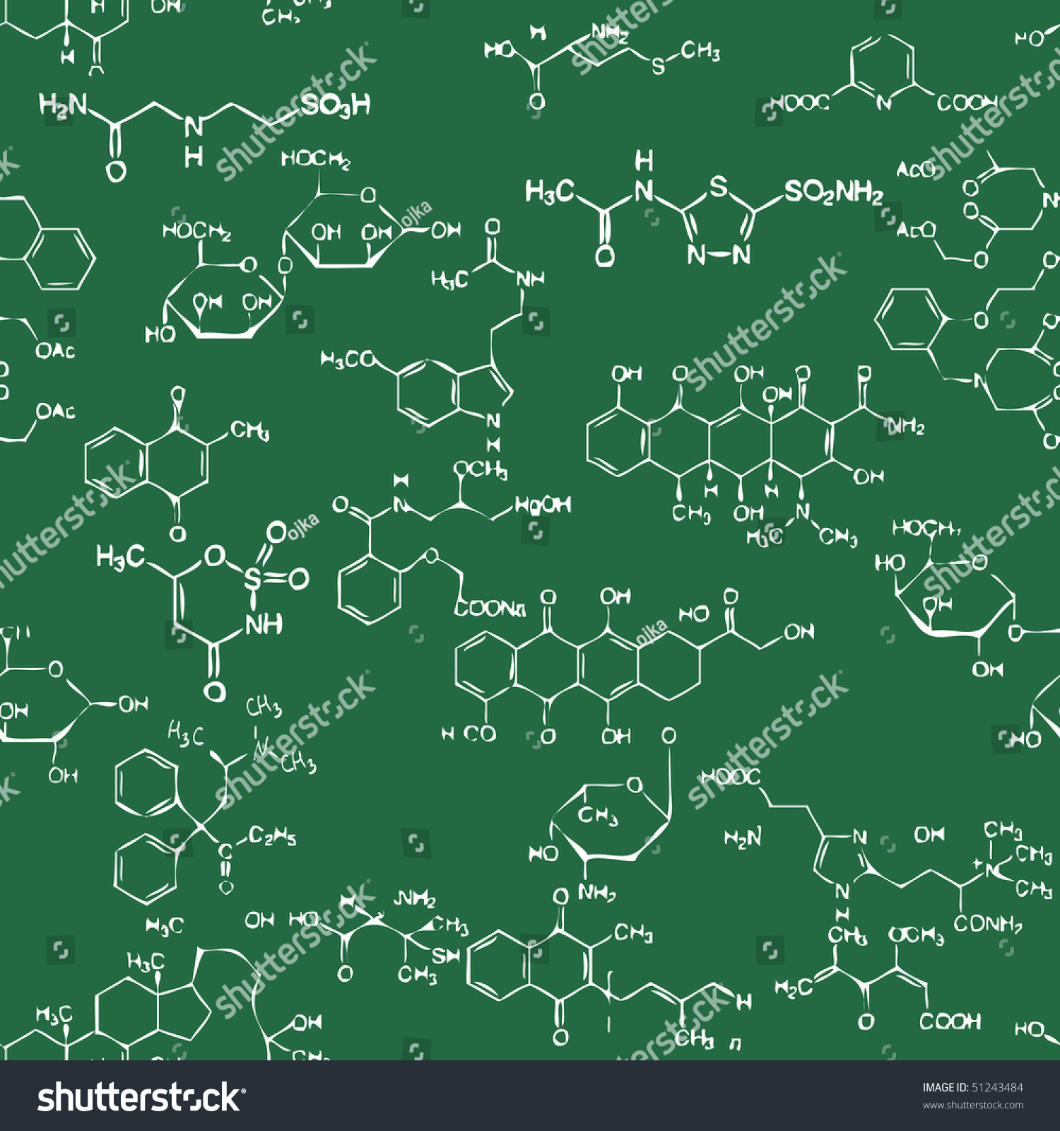 Seamless Pattern Formulas Organic Substances Vector Stock Illustration ...