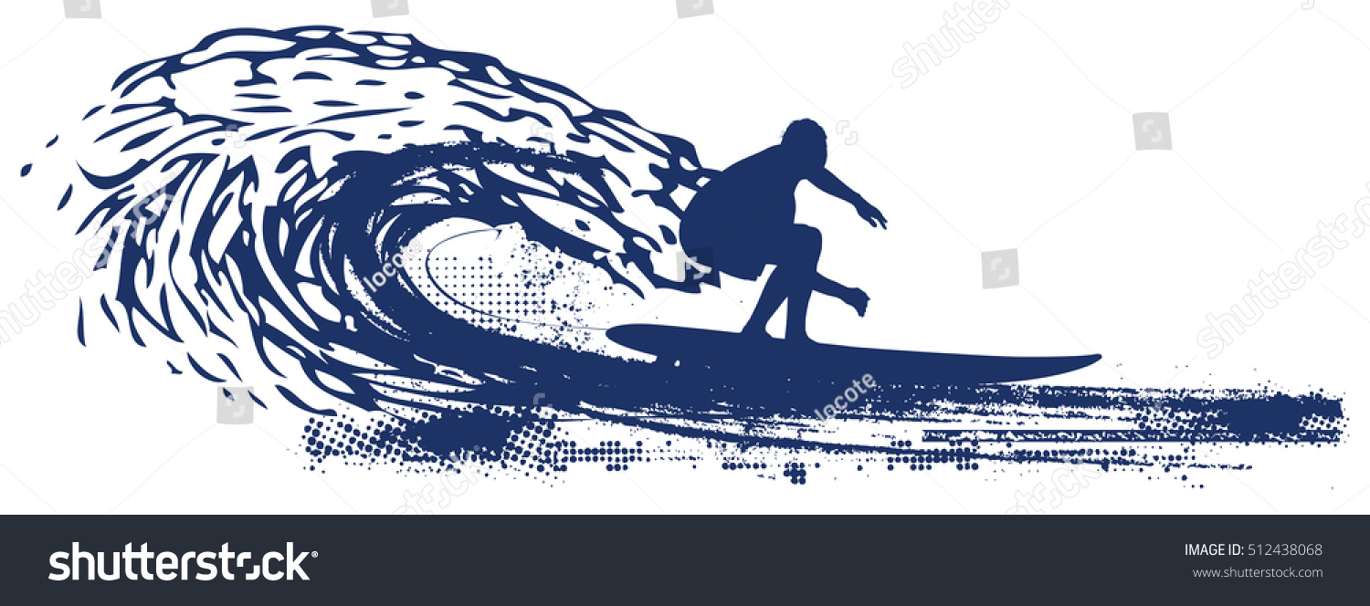 Surfer Riding Pipeline Wave Stock Vector (Royalty Free) 512438068 ...