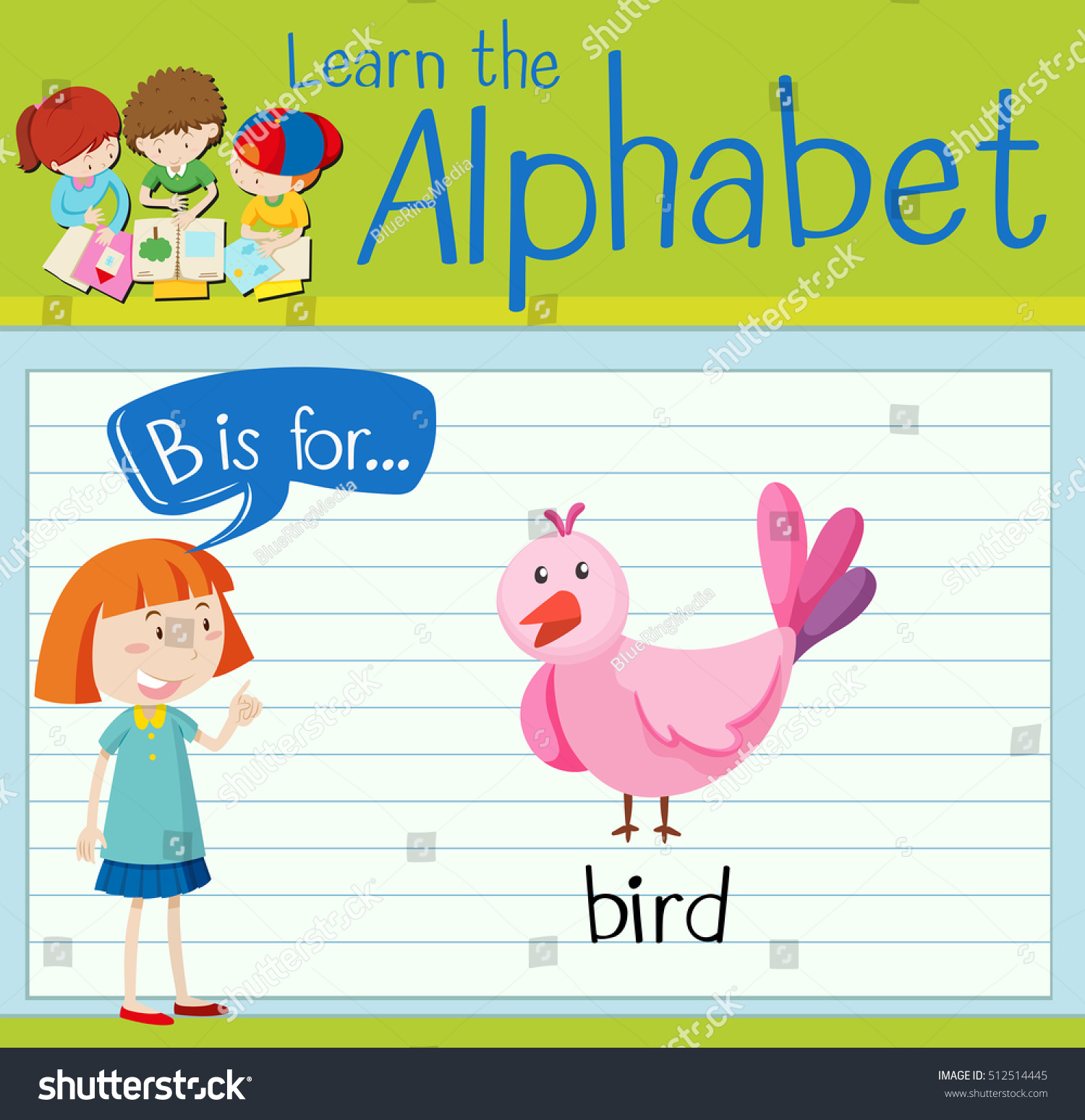 Flashcard Letter B Bird Stock Vector (Royalty Free) 512514445 ...