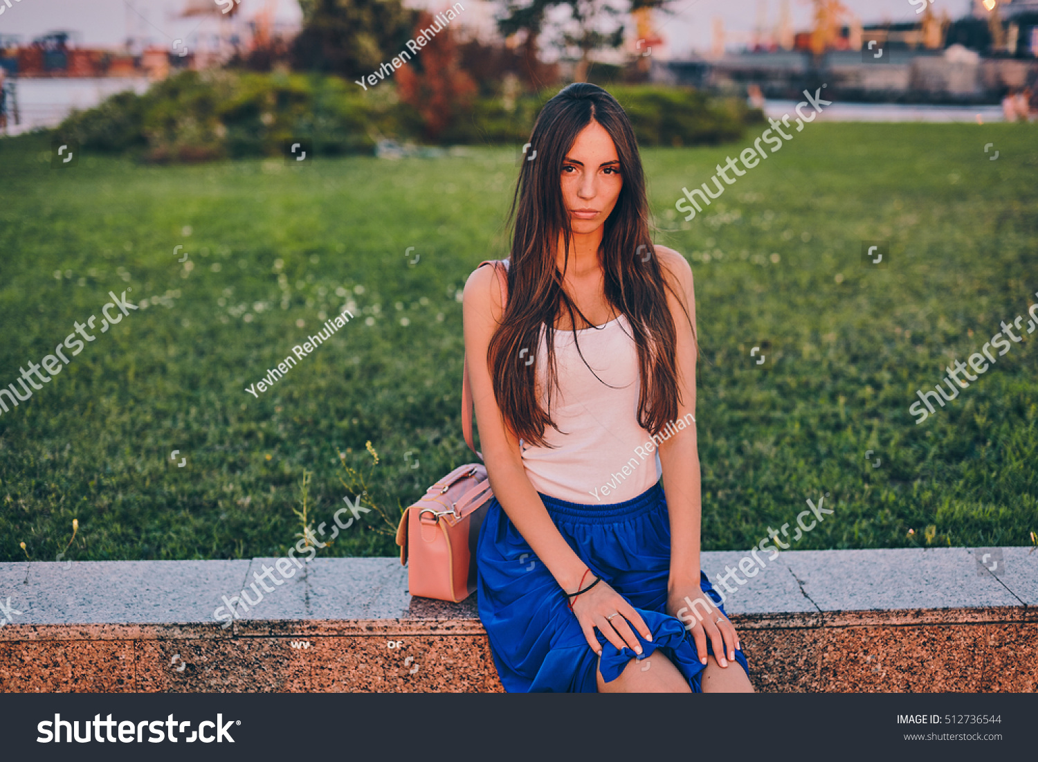 Beautiful Girl Model White Shirt Blue Stock Photo 512736544 | Shutterstock