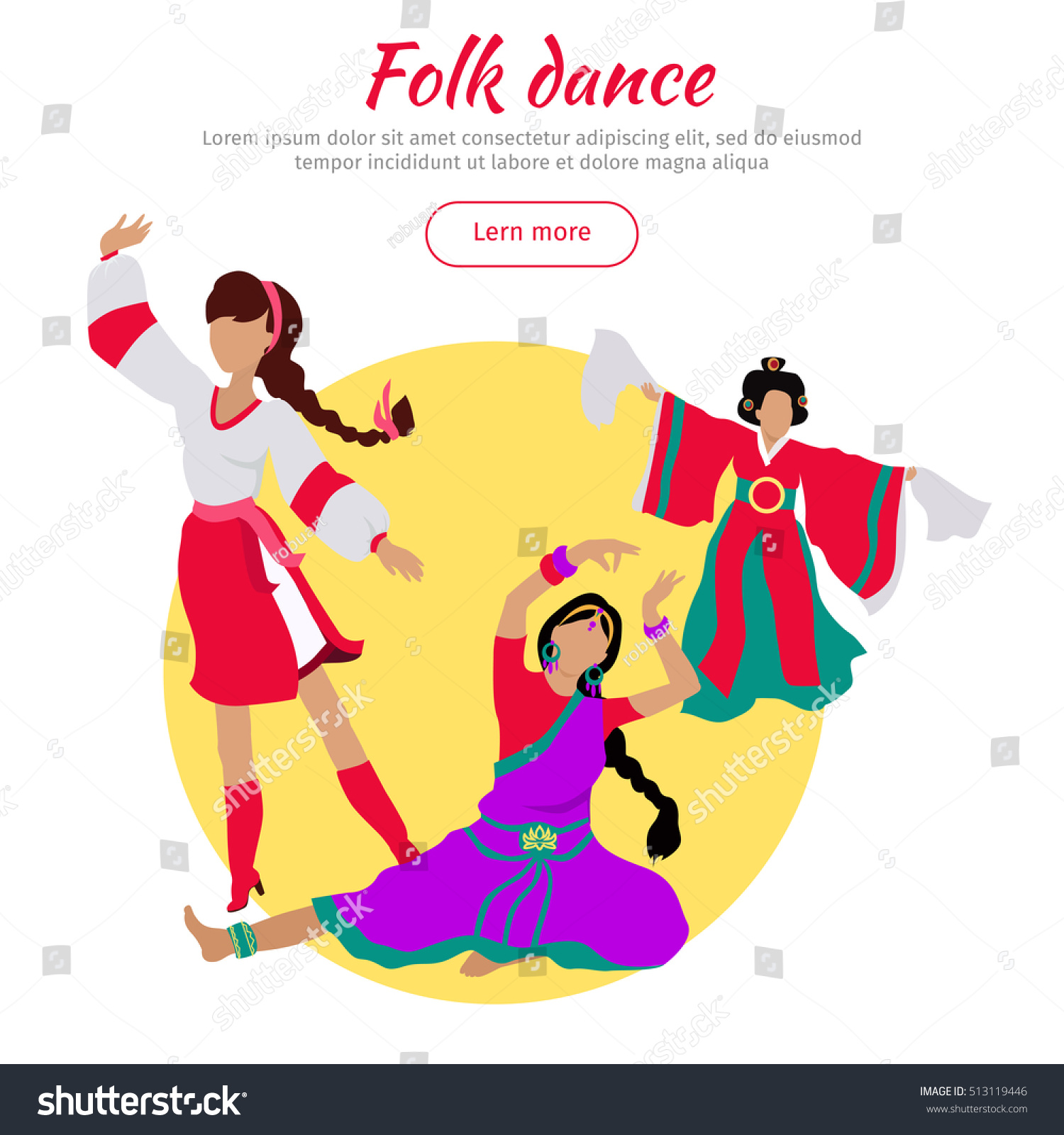 Folk Dance Concept Web Banner Flat Stock Vector (royalty Free 