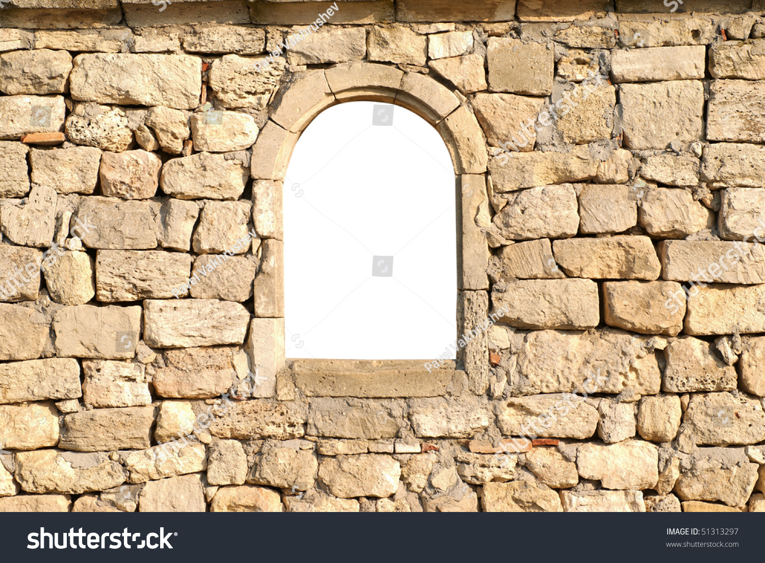 Window Ancient Stone Wall White Isolated Stock Photo 51313297 ...