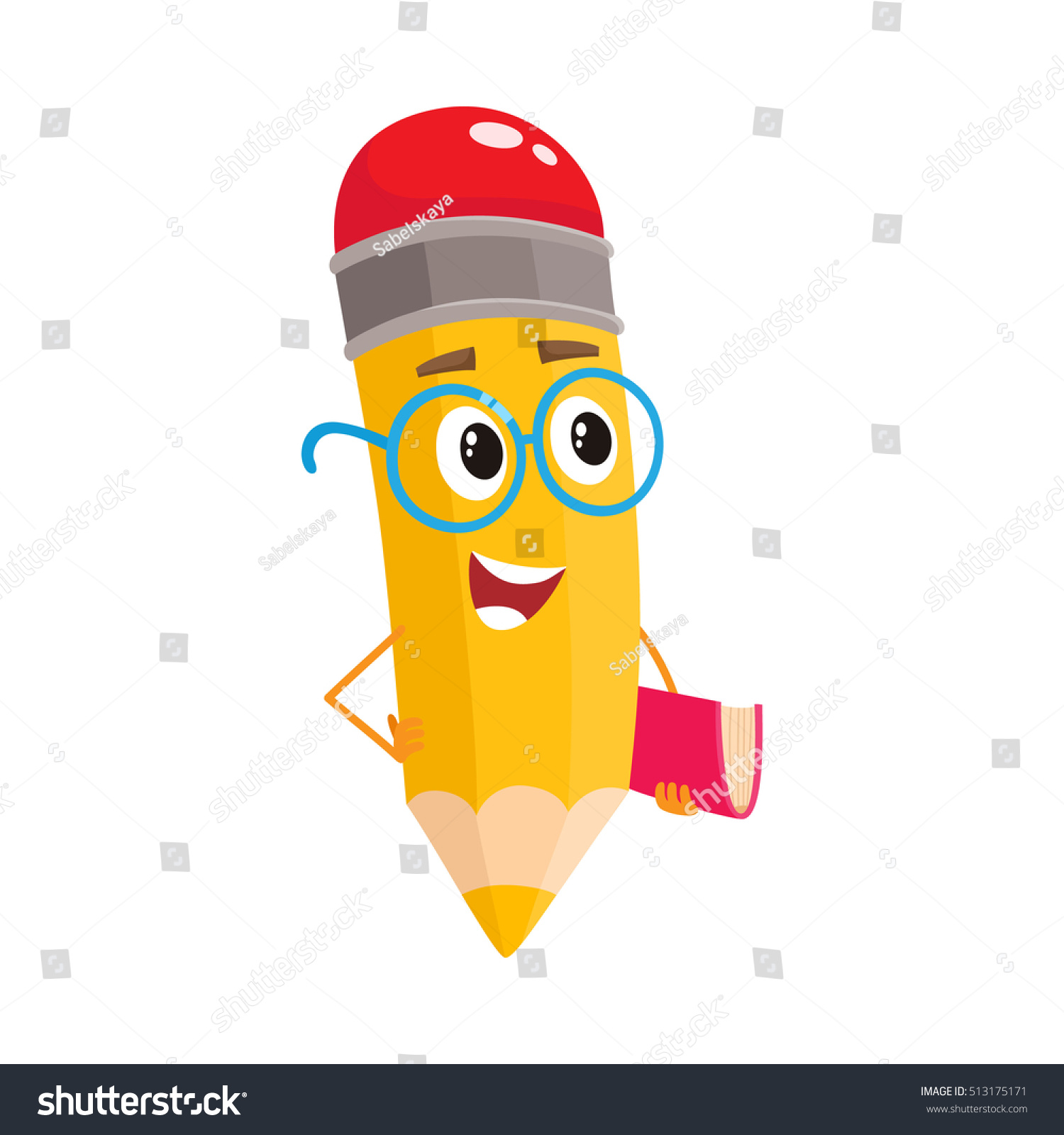 Yellow Cartoon Pencil Glasses Telling Something Stock Vector (Royalty ...