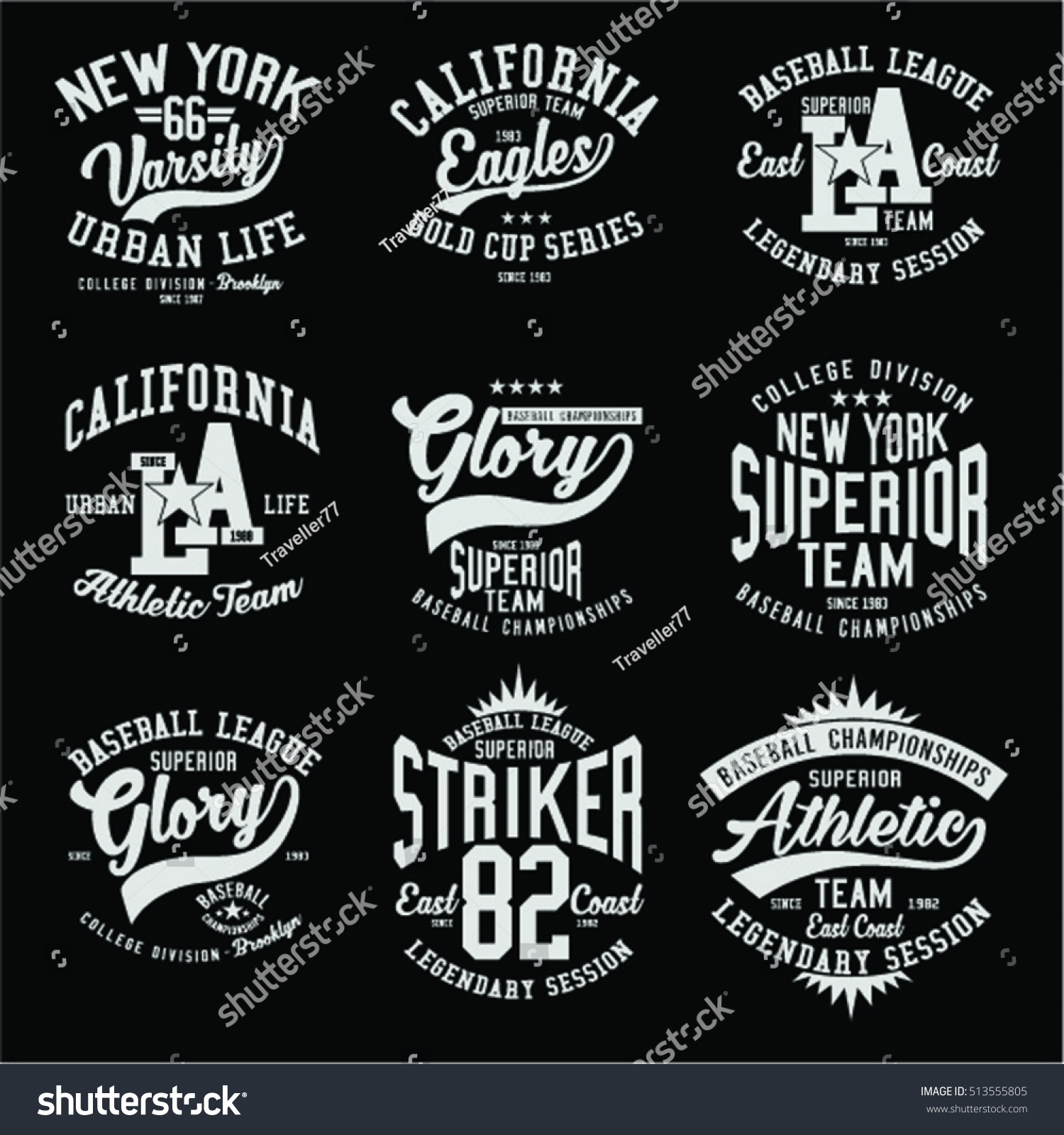 Set Vintage Varsity Badges Labels Vintage Stock Vector (Royalty Free ...