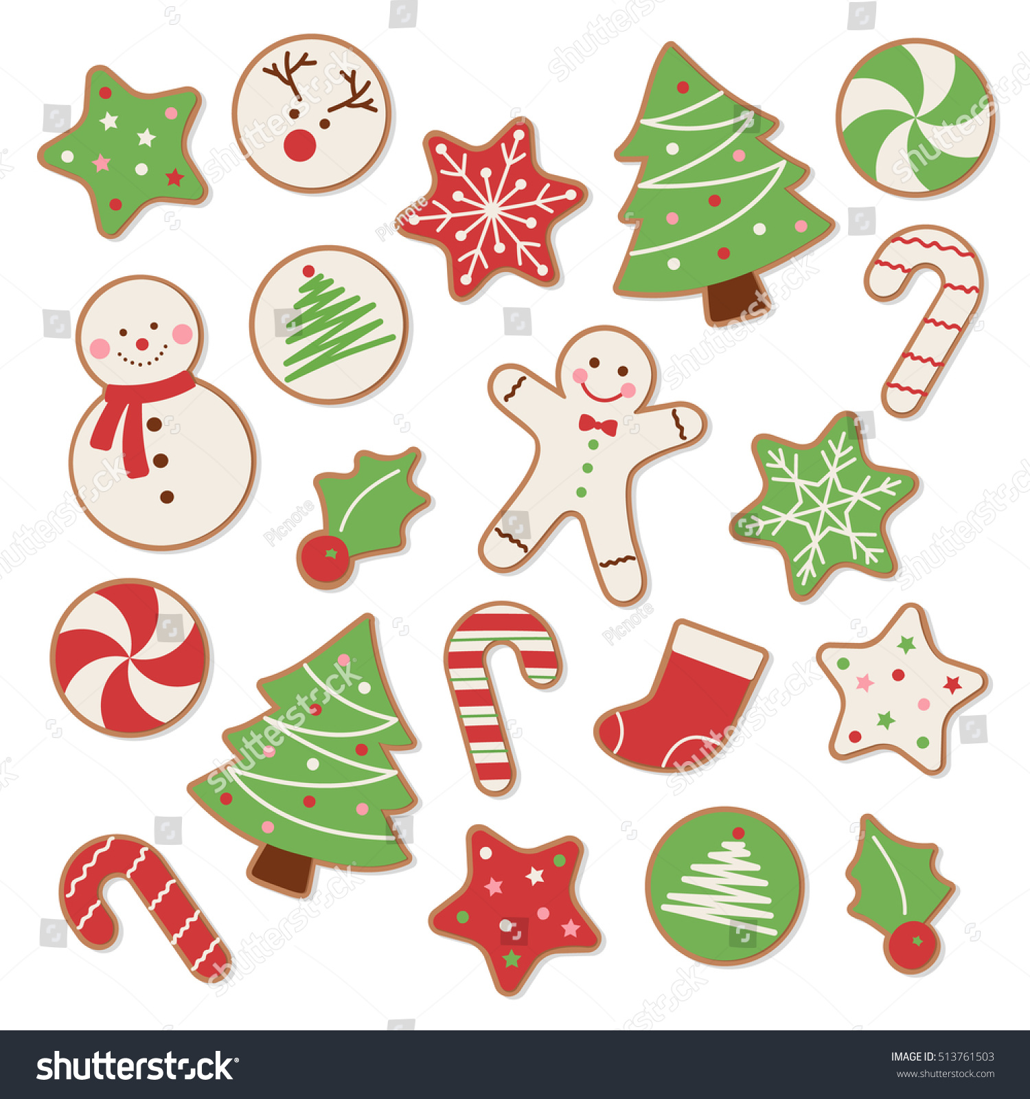 Set Christmas Cookies Vector Illustration Stock Vector (Royalty Free ...