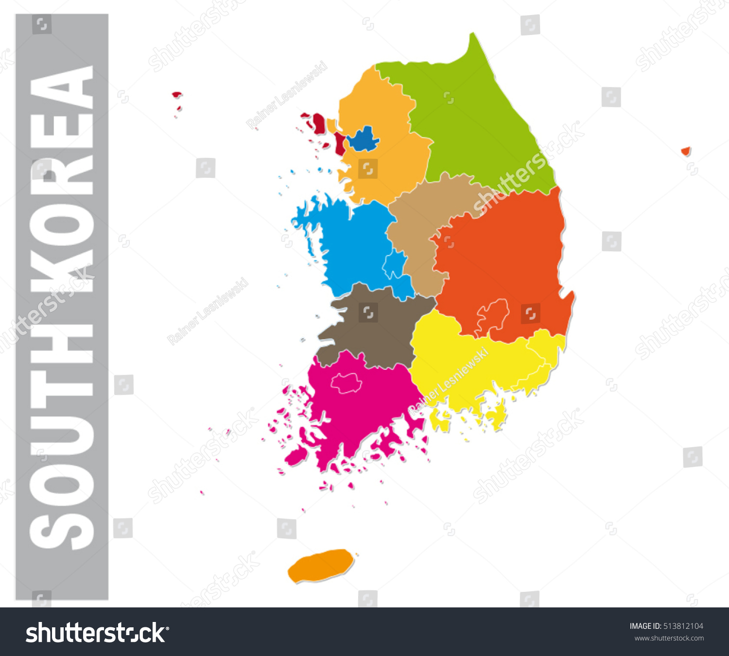 Colorful South Korea Administrative Political Map Stock Vector (Royalty ...