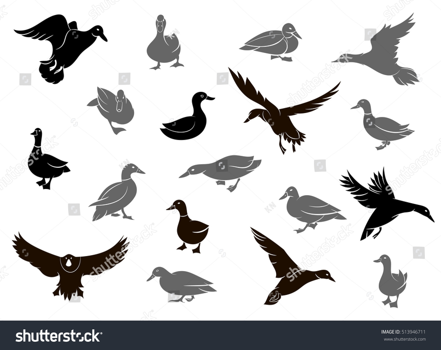 Set Flying Wild Ducks Duck Hunting Stock Vector (Royalty Free ...