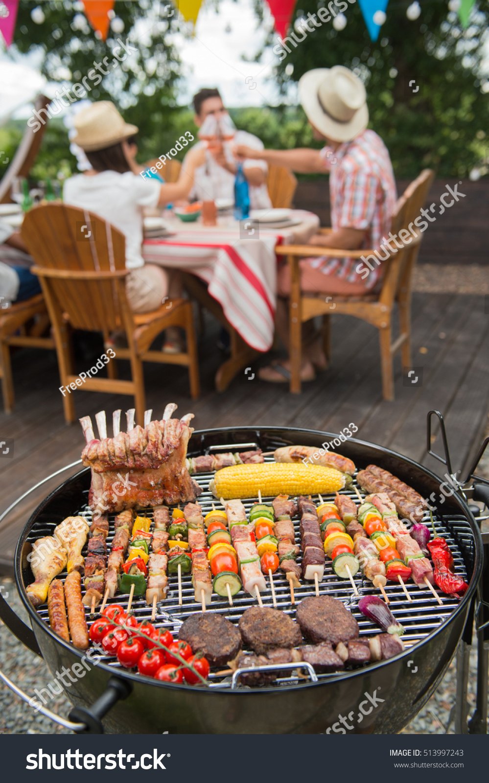 Family Having Barbecue Party Their Garden Stock Photo 513997243 ...