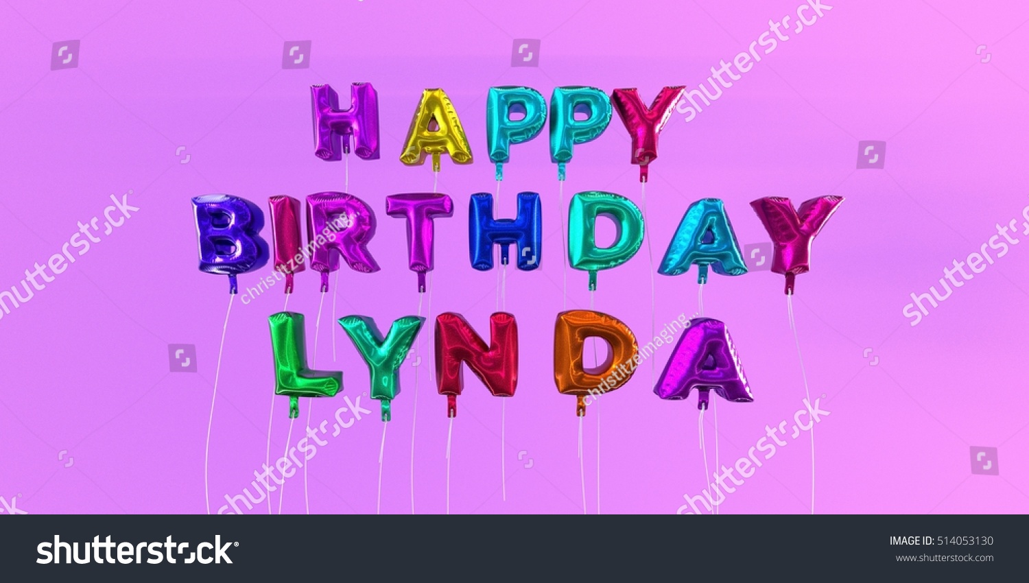 Happy Birthday Lynda Card Balloon Text Stock Illustration 514053130 Shutterstock 7391