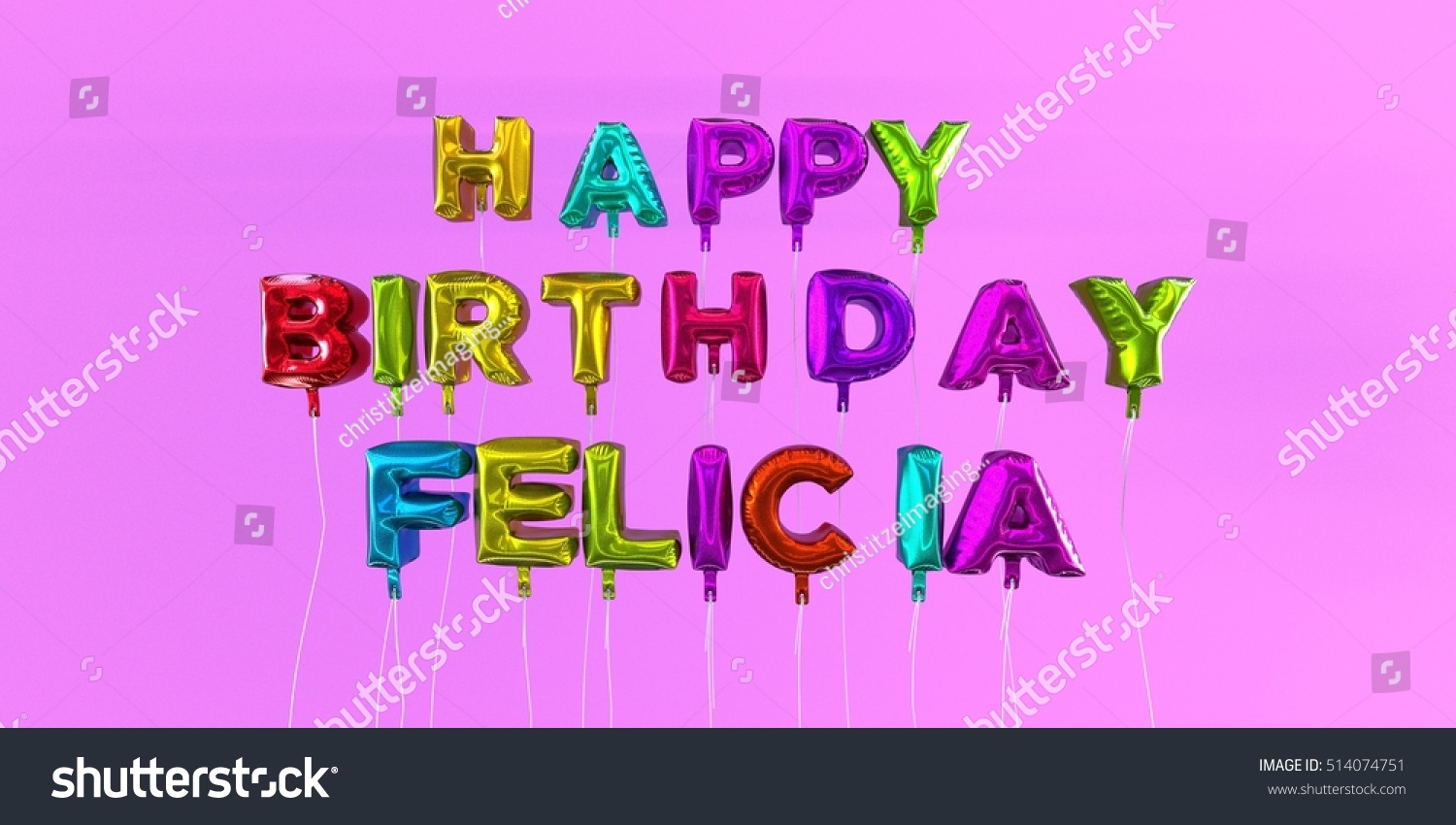 Happy Birthday Felicia Card Balloon Text Stock Illustration 514074751 