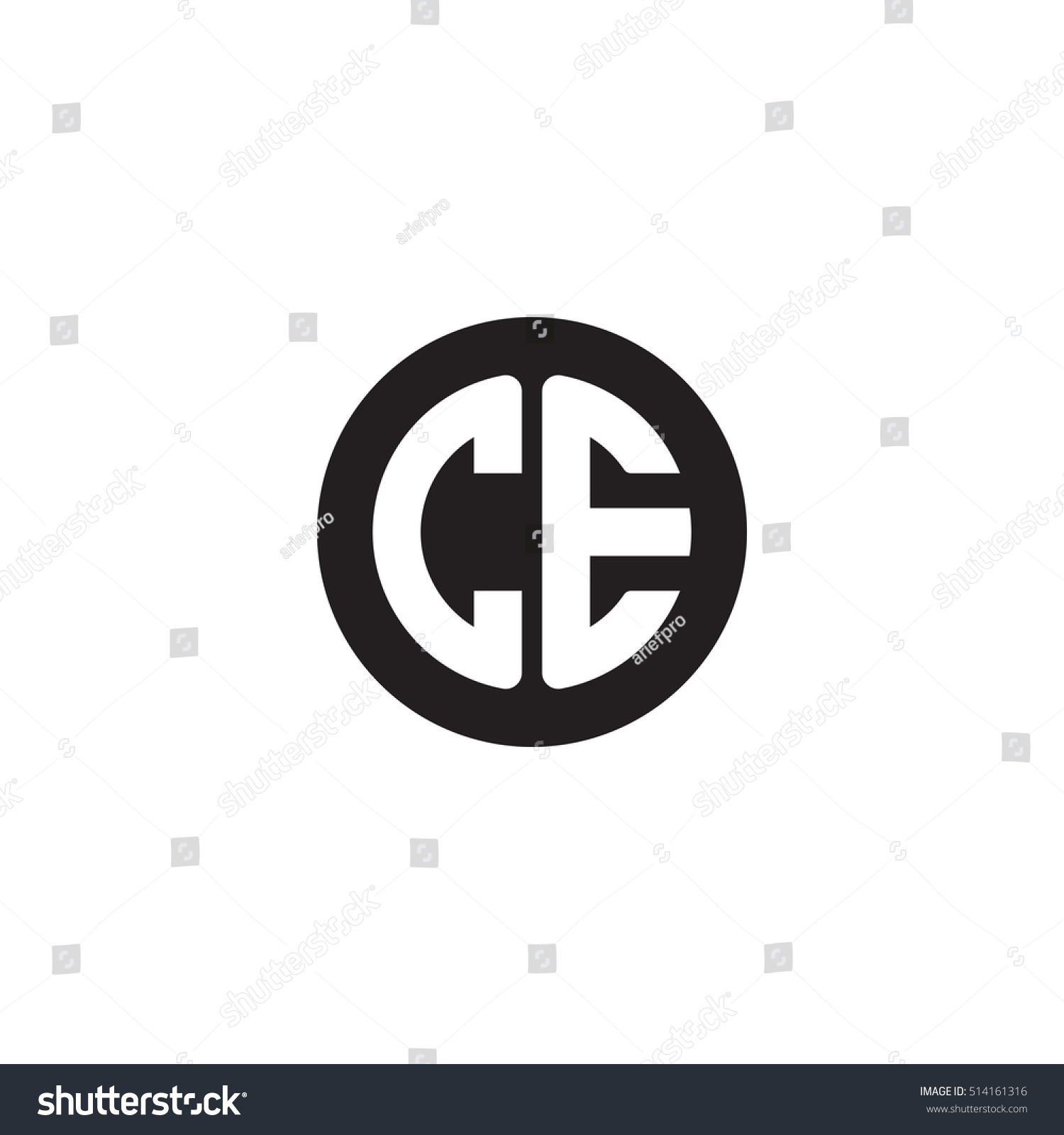 Initial Letters Ce Circle Shape Monogram Stock Vector (Royalty Free ...