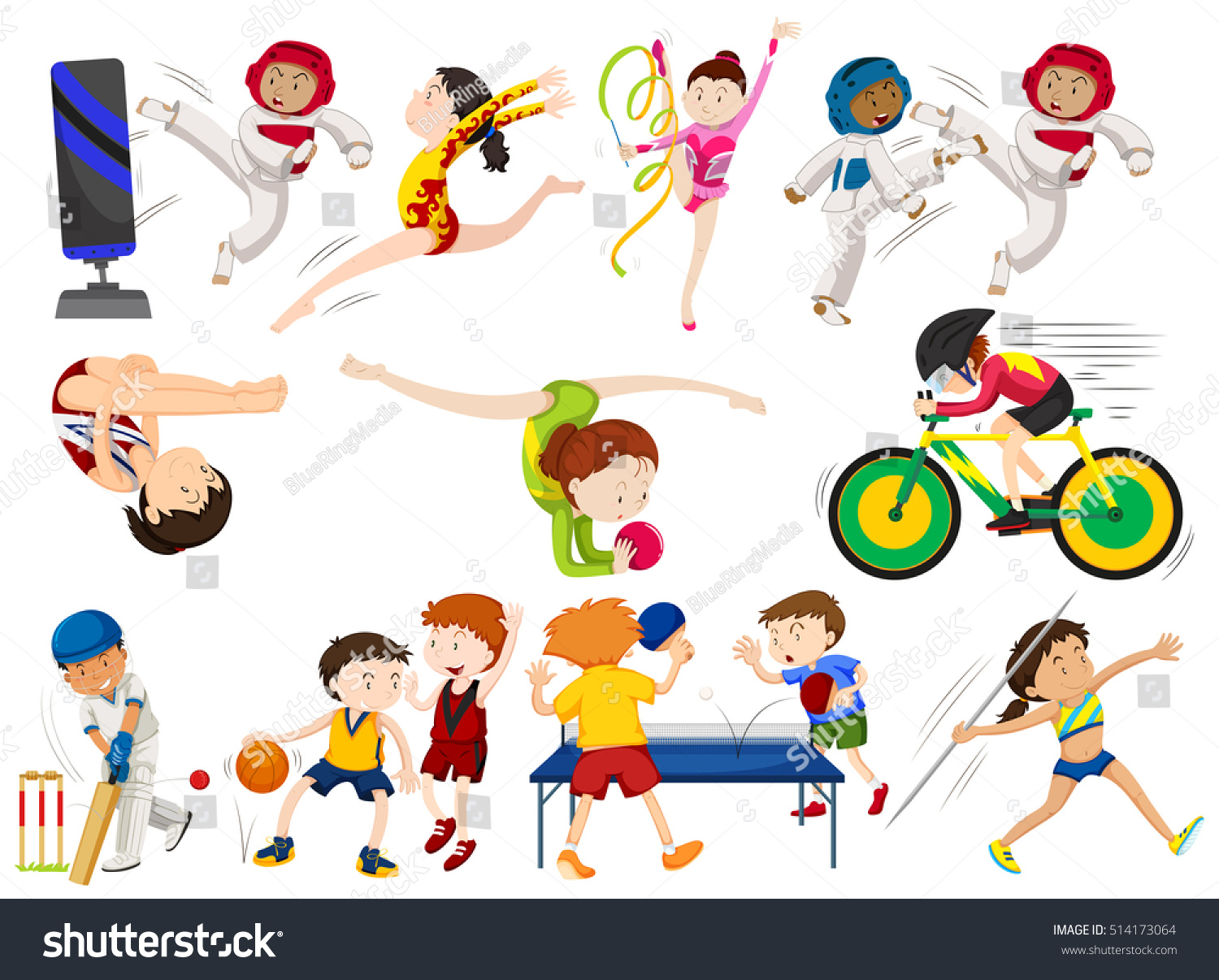 People Do Different Types Sports Illustration Stock Vector (Royalty ...