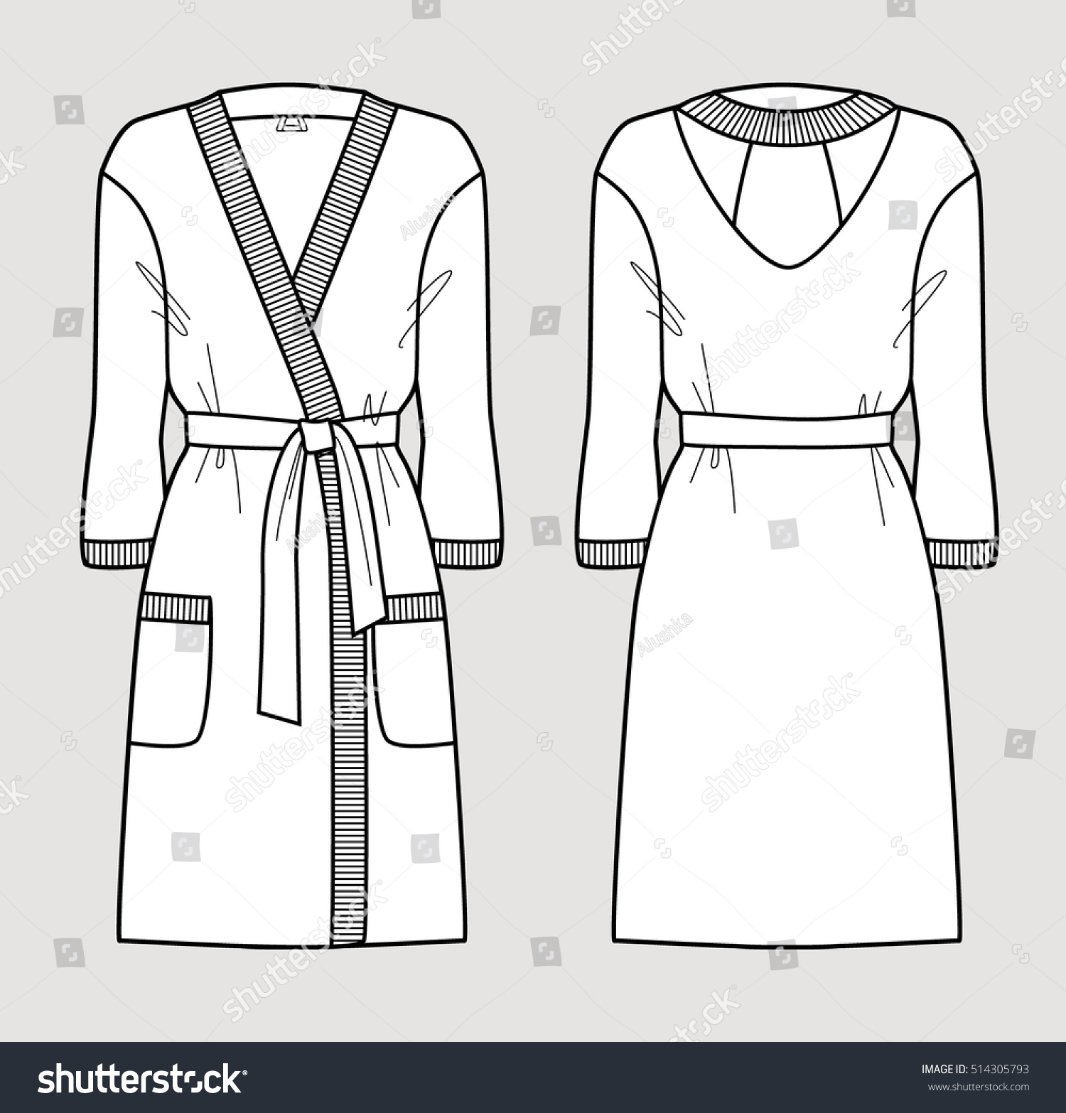 White Bathrobe Women Vector Illustration Front Stock Vector Royalty Free 514305793 Shutterstock 