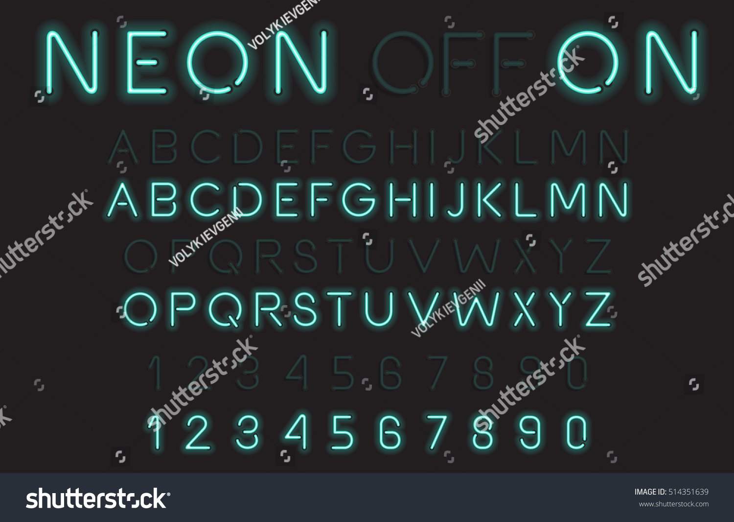 Neon Light Alphabet Vector Font Stock Vector (Royalty Free) 514351639 ...