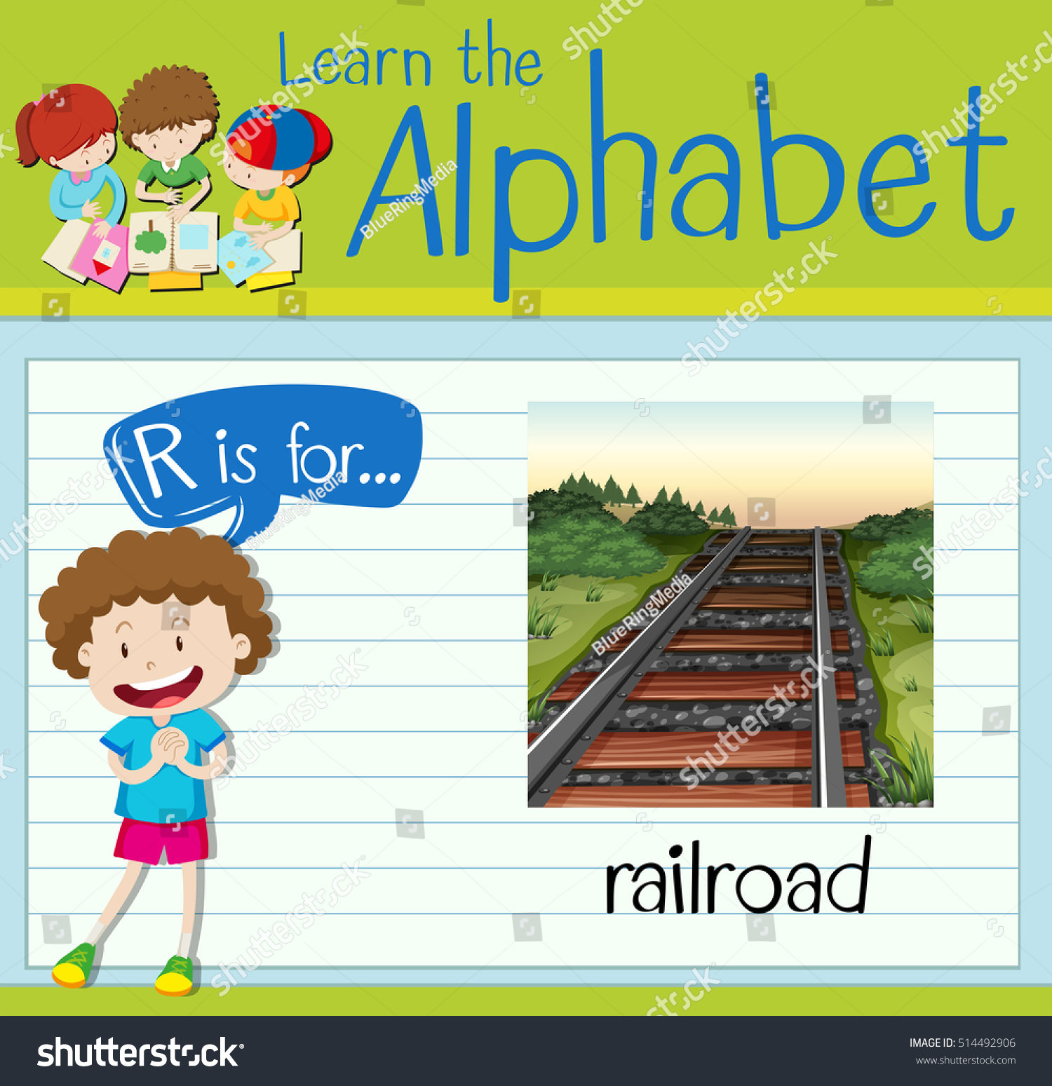 Flashcard Letter R Railroad Illustration Stock Vector (Royalty Free ...