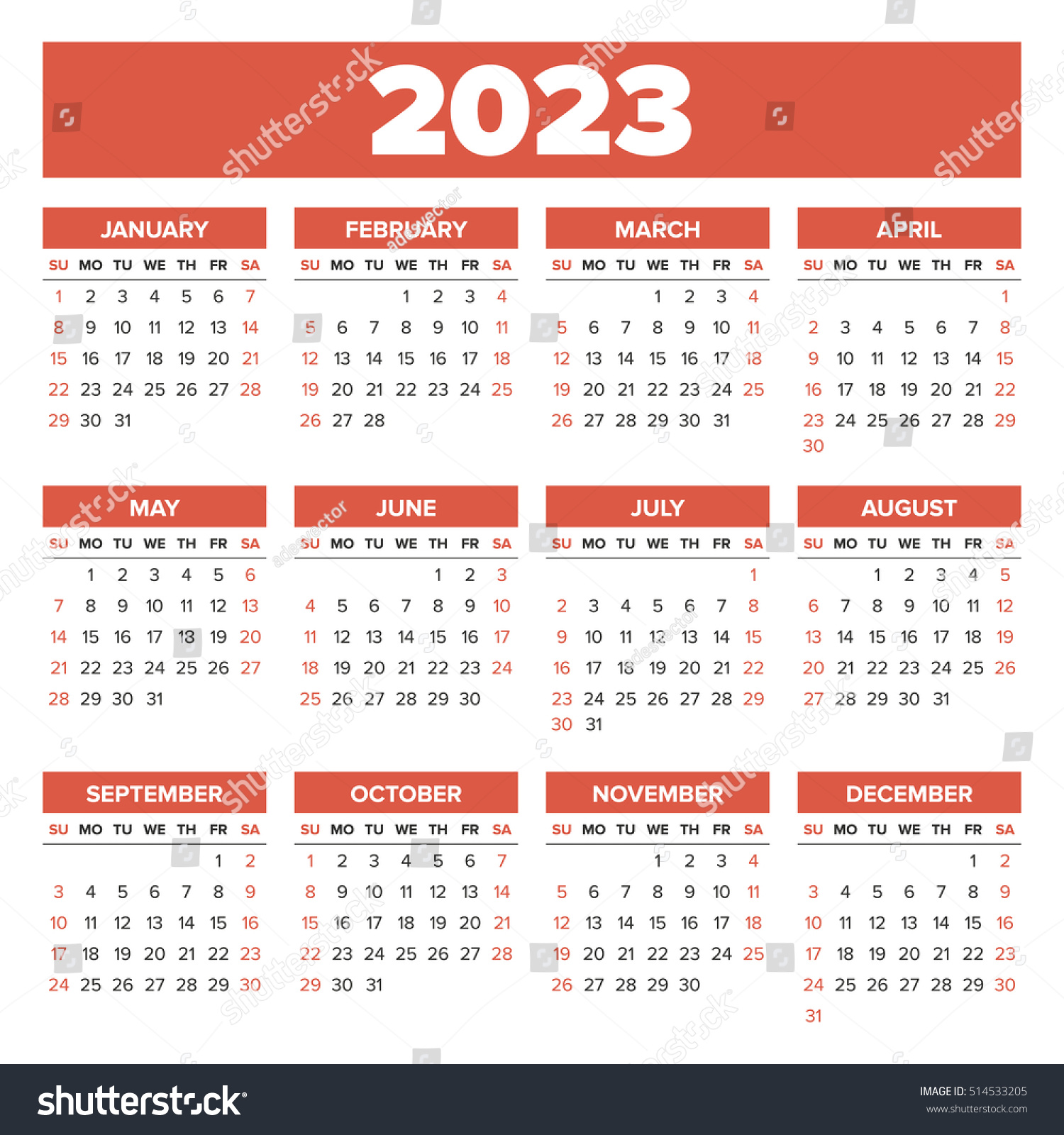 2023 Calendar Week 9 Simple 2023 Year Calendar Week Starts Stock Vector Royalty Free 514533205 Shutterstock