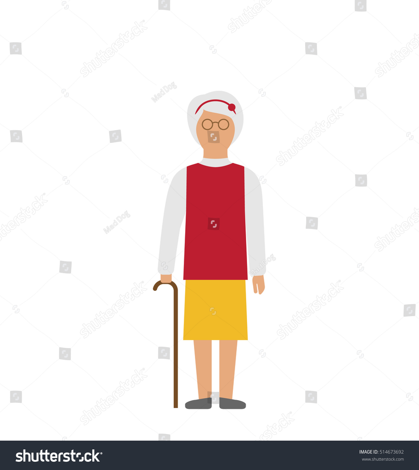 Illustration Old Woman Walking Cane Isolated Stock Vector Royalty Free Shutterstock