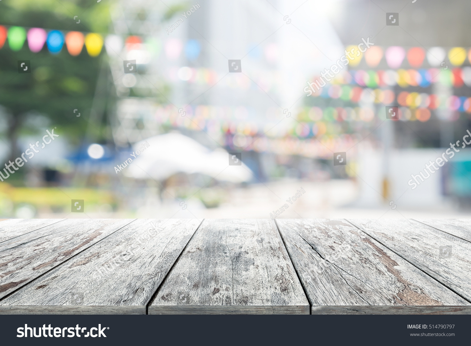 Empty Wooden Table Party Garden Background Stock Photo 514790797 ...