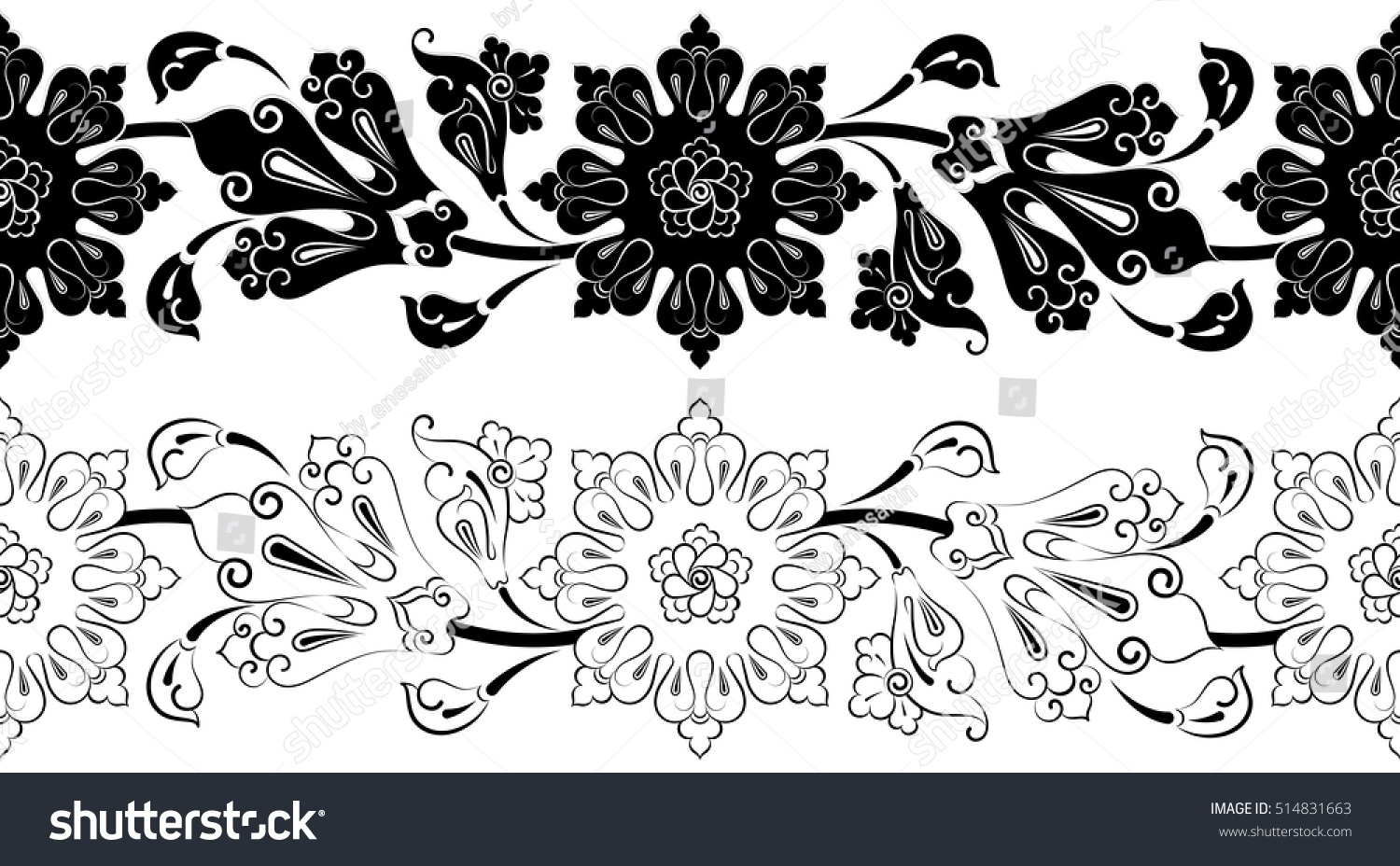 Lotus Flower Design Ottoman Motif Turkish Stock Vector (Royalty Free ...