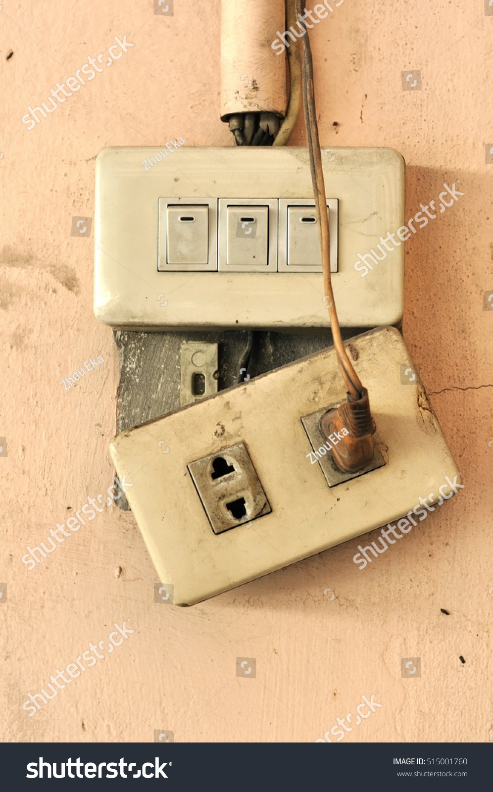Plug Socket Switches Home Electronics Damaged Stock Photo 515001760