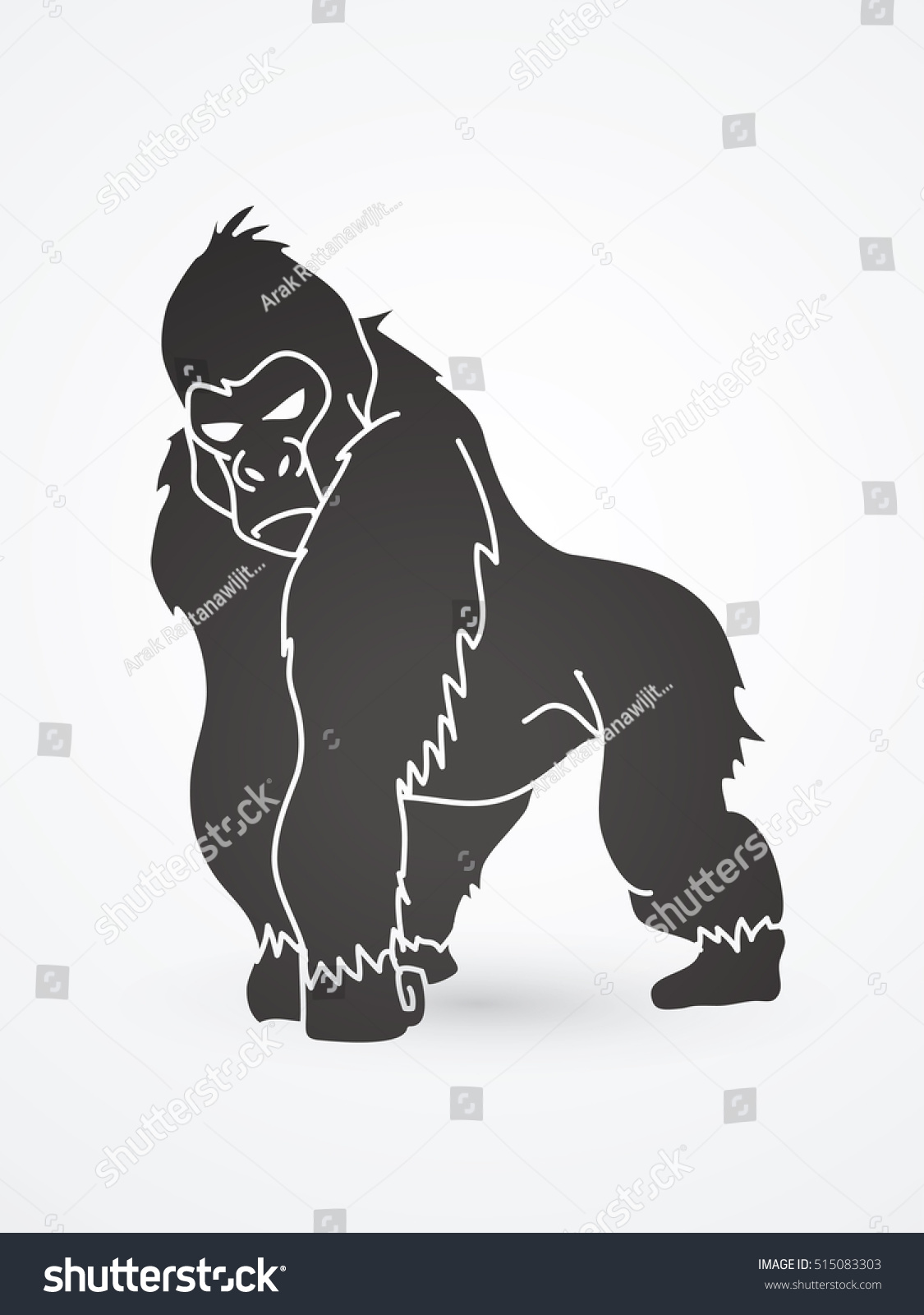 Gorilla Standing Graphic Vector Stock Vector (Royalty Free) 515083303 ...