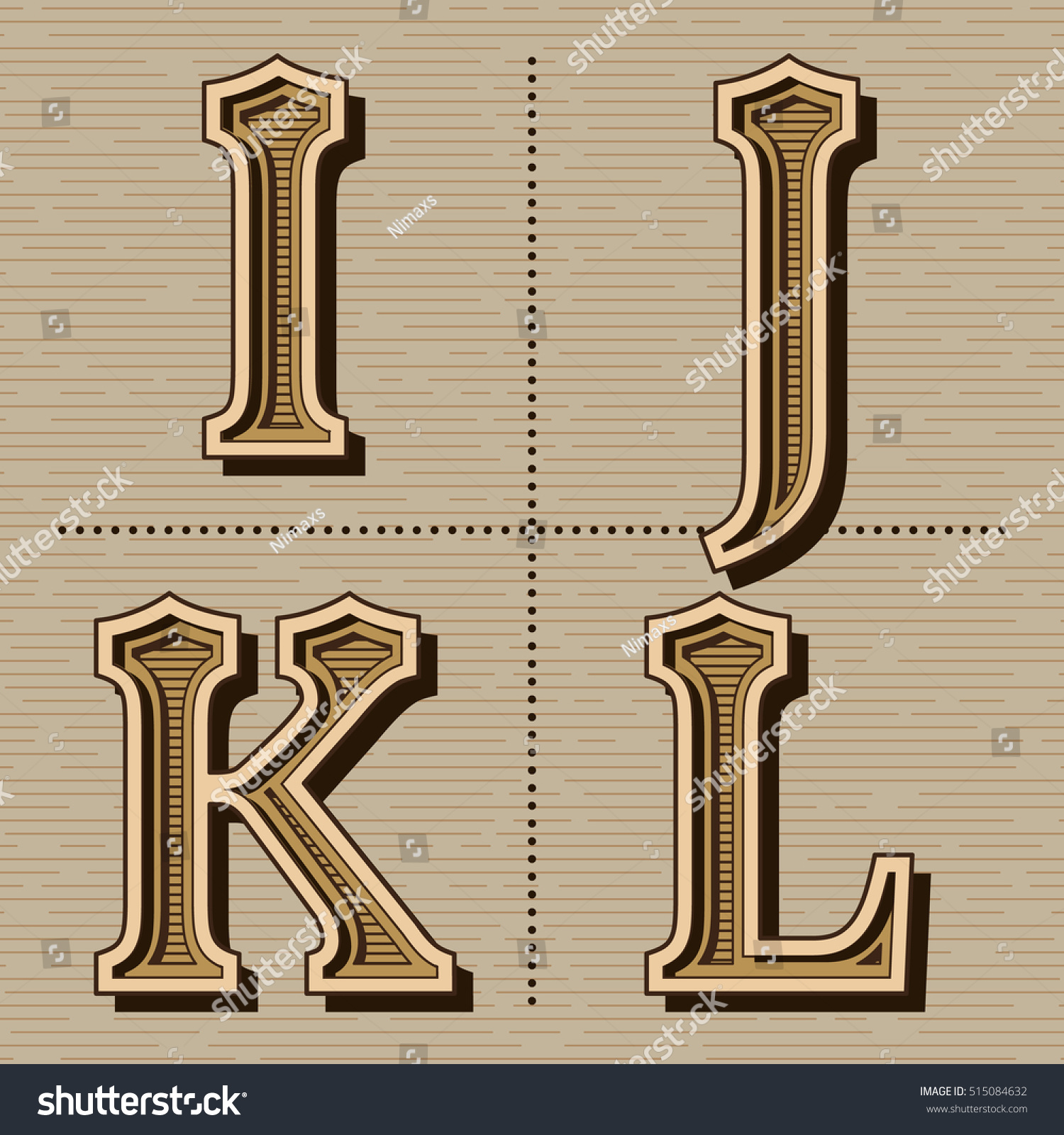 Western Alphabet Design Letters Vintage Vector Stock Vector (Royalty ...