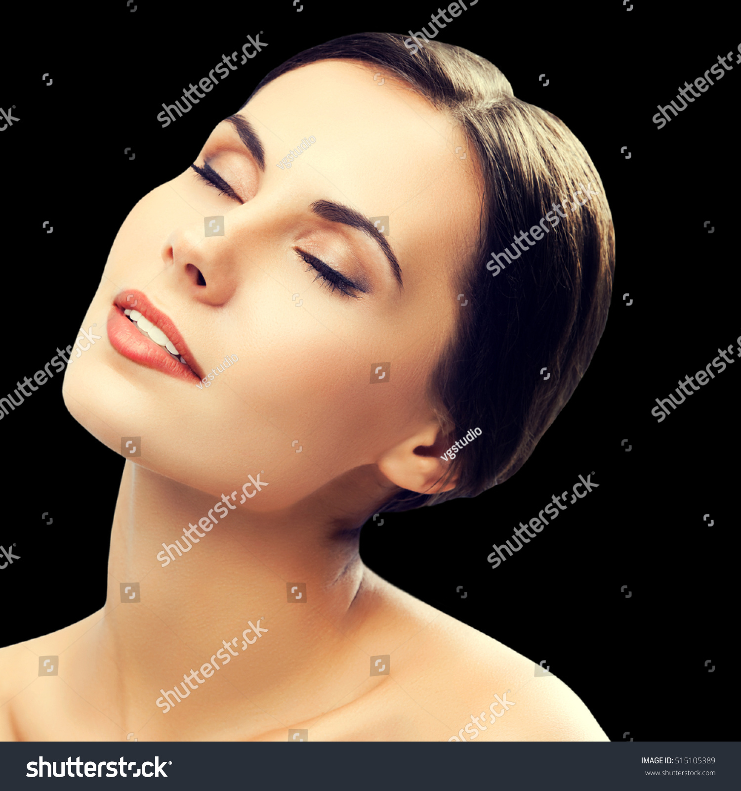 Portrait Beautiful Woman Closed Eyes Naked Stock Photo Shutterstock