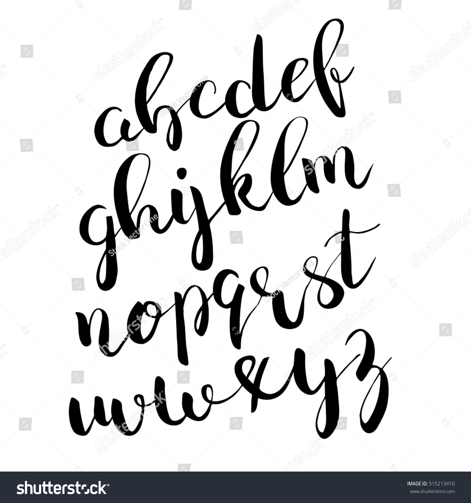 Calligraphic Brush Pen Font Handwritten Brush Stock Vector (Royalty ...